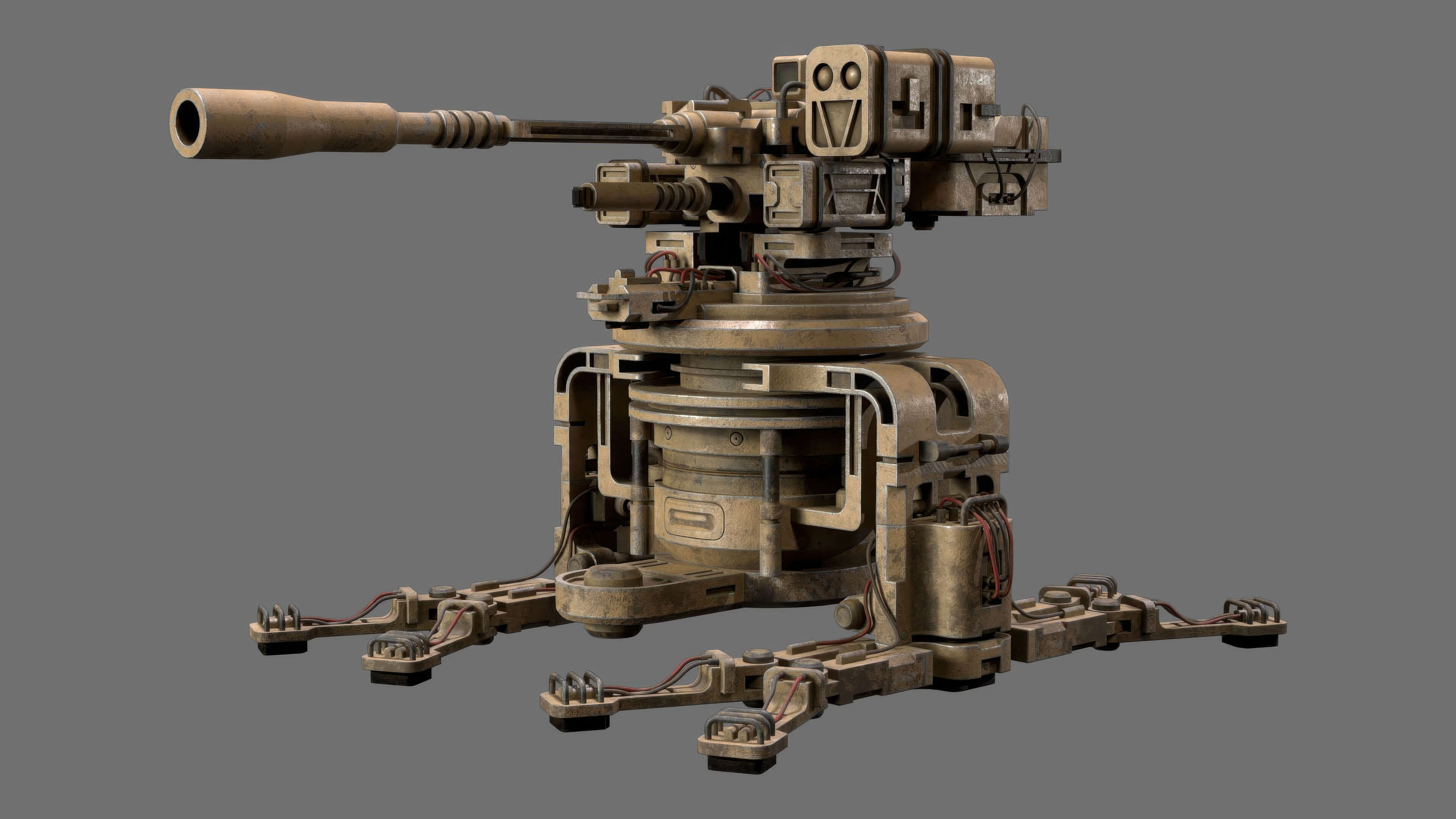 Sentry Gun-1-Desert-Dirty 3D Model