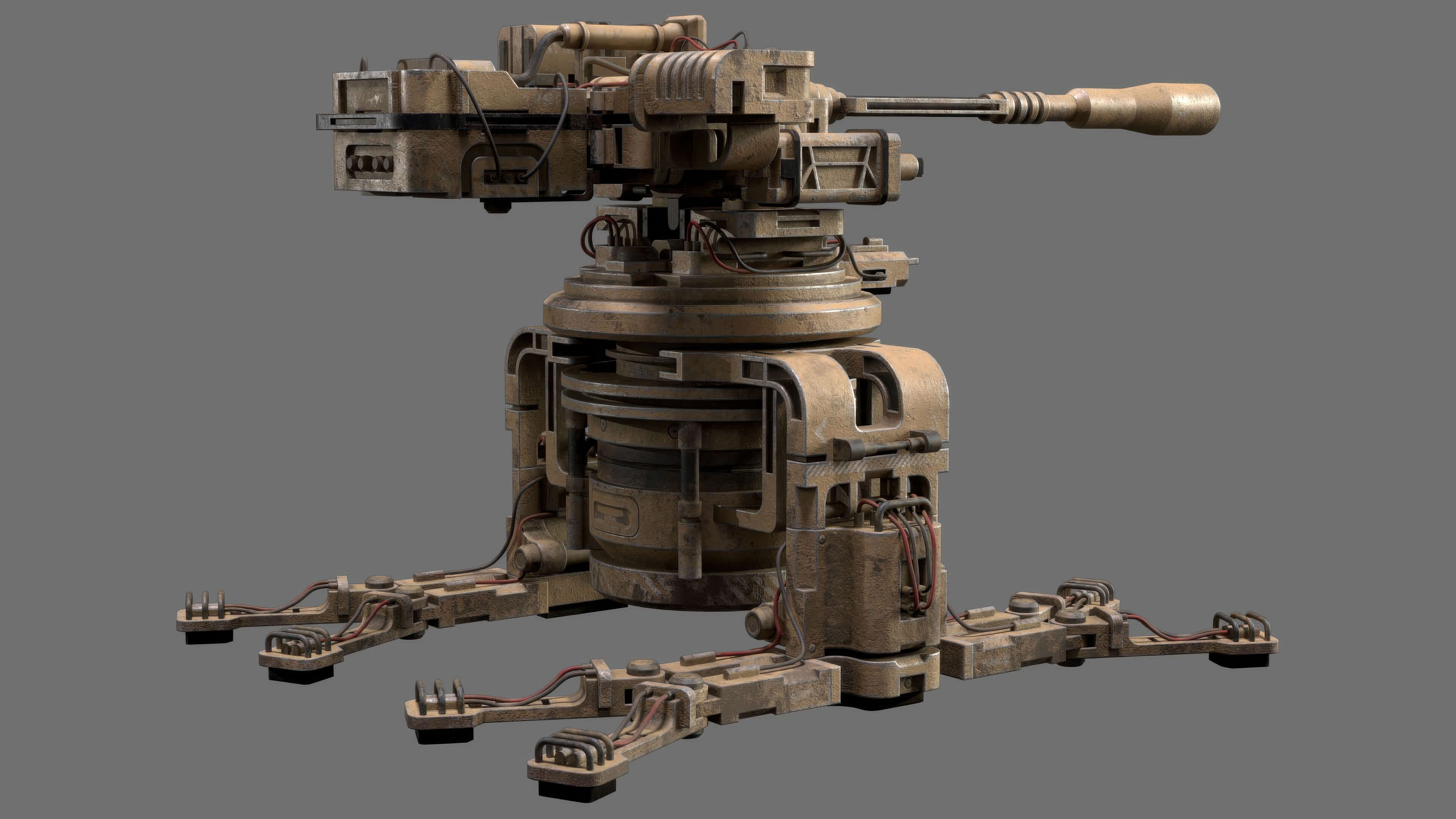 Sentry Gun-1-Desert-Dirty 3D Model