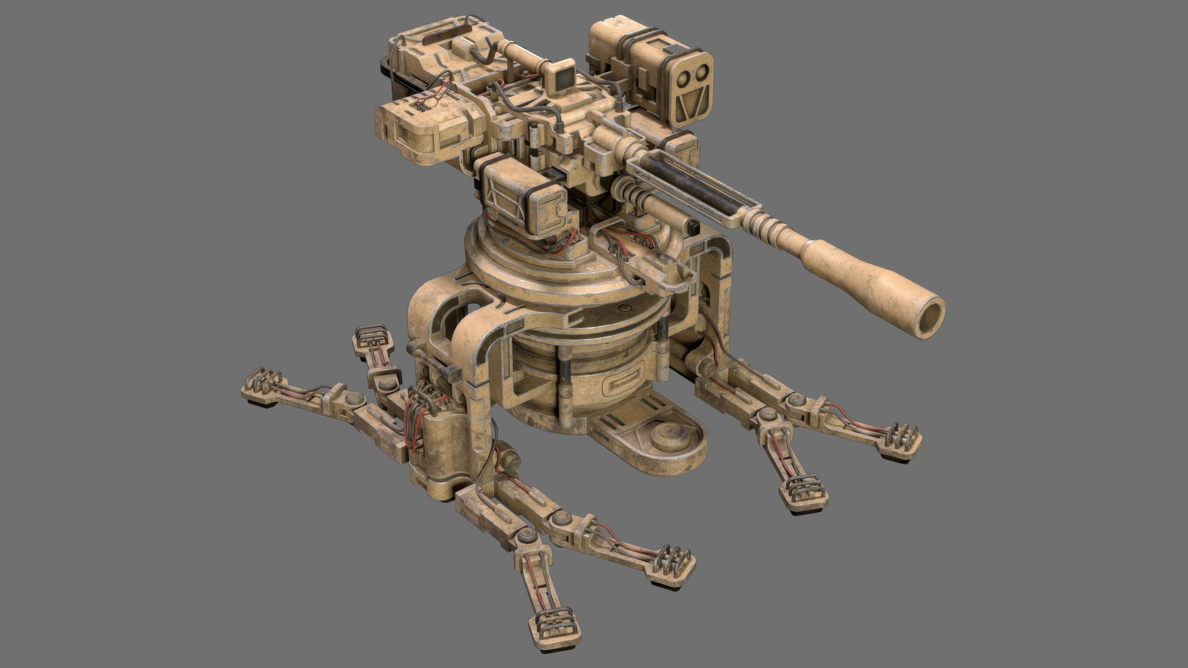Sentry Gun-1-Desert-Dirty 3D Model