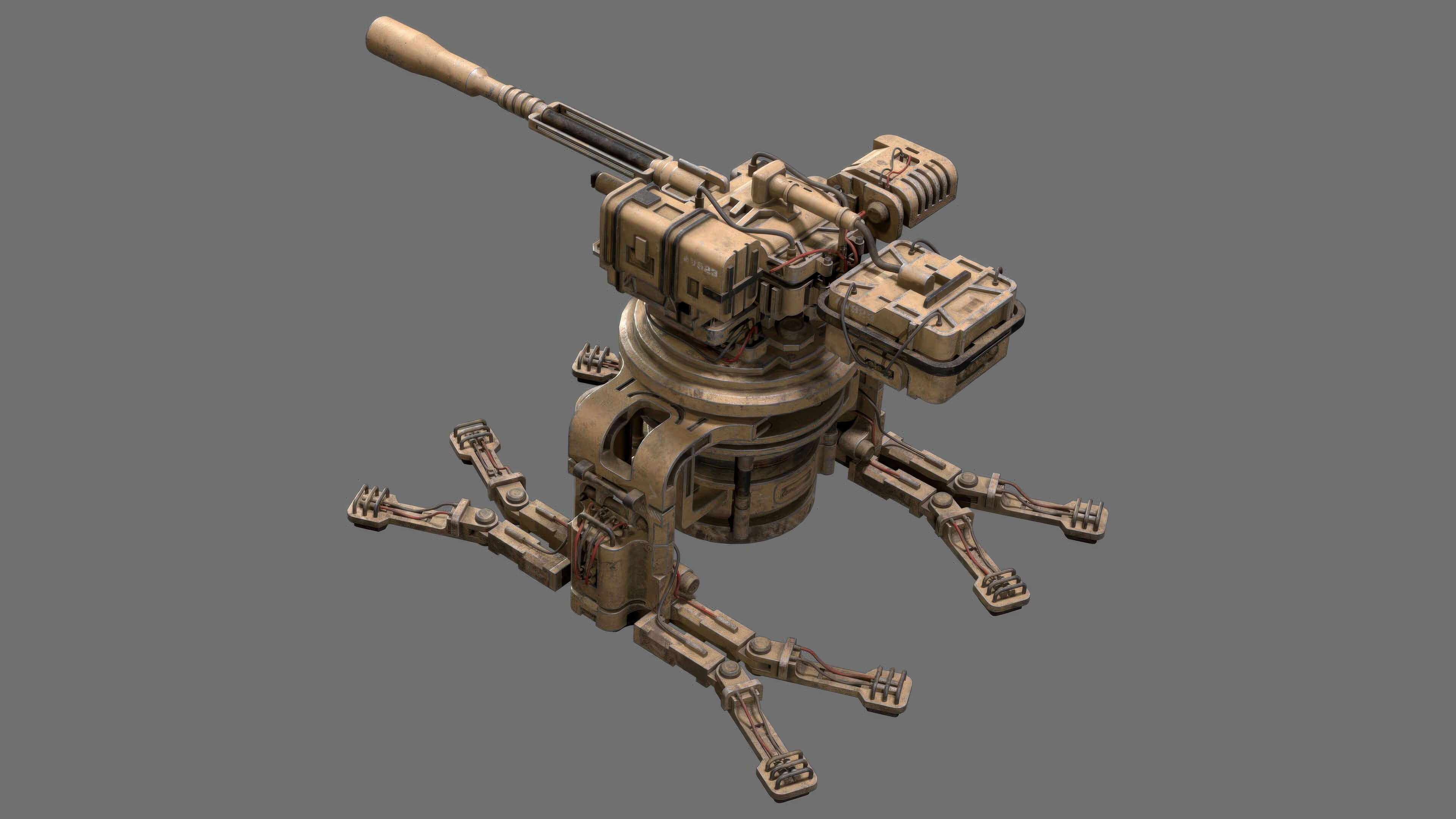 Sentry Gun-1-Desert-Dirty 3D Model