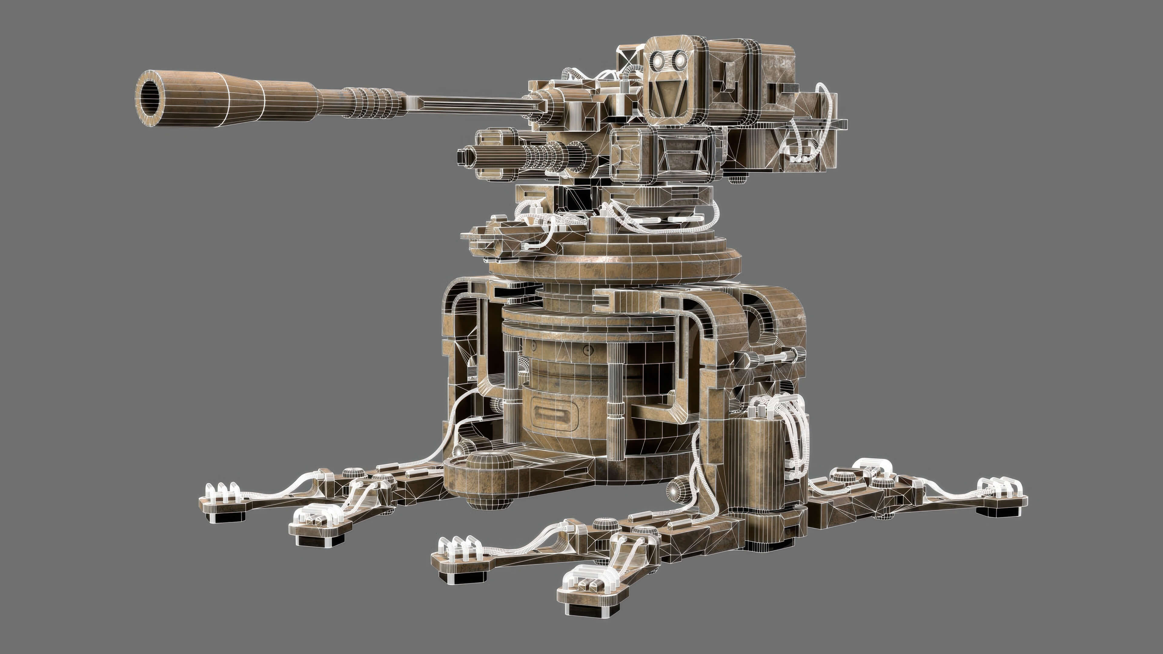Sentry Gun-1-Desert-Dirty 3D Model