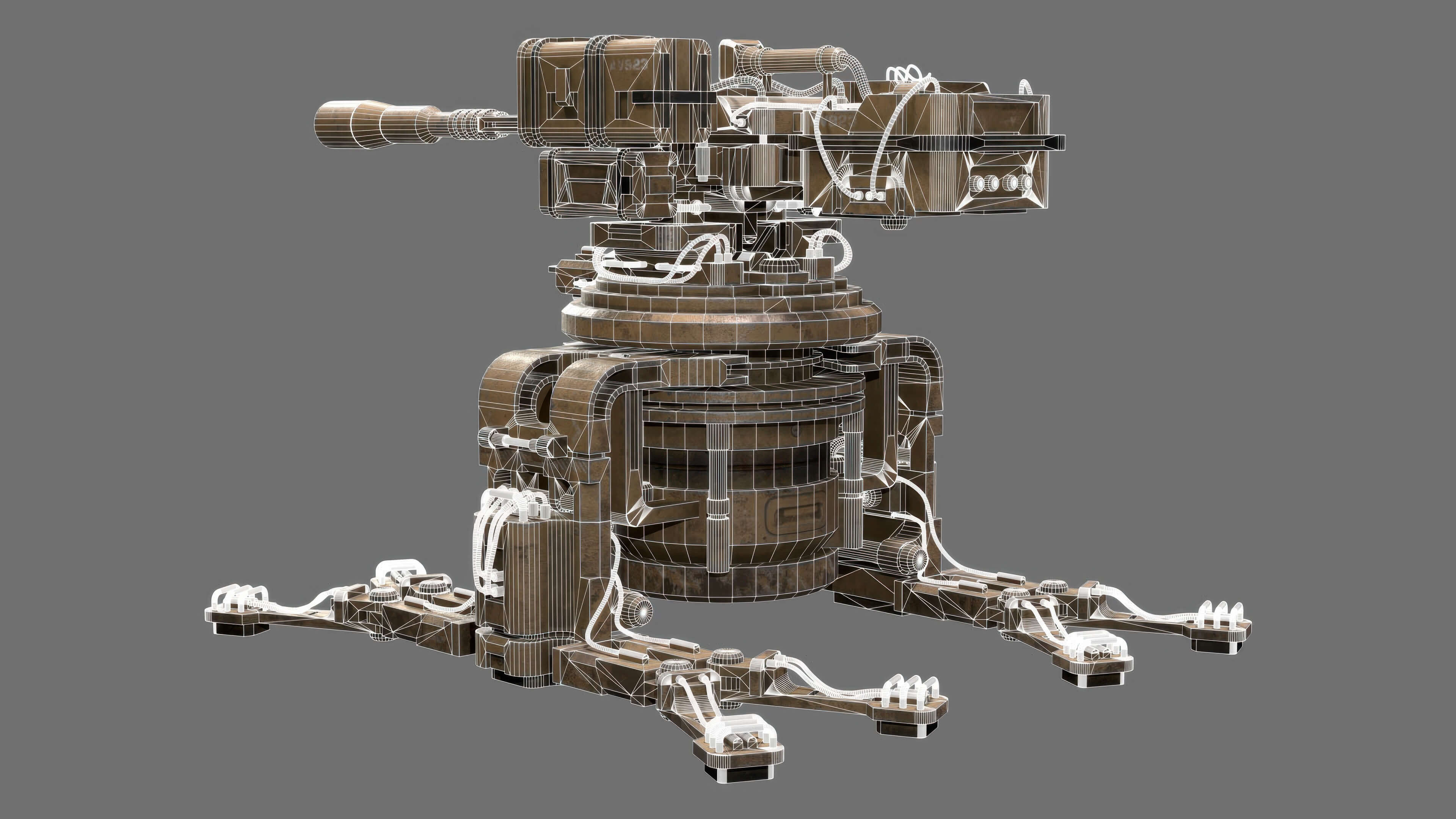 Sentry Gun-1-Desert-Dirty 3D Model