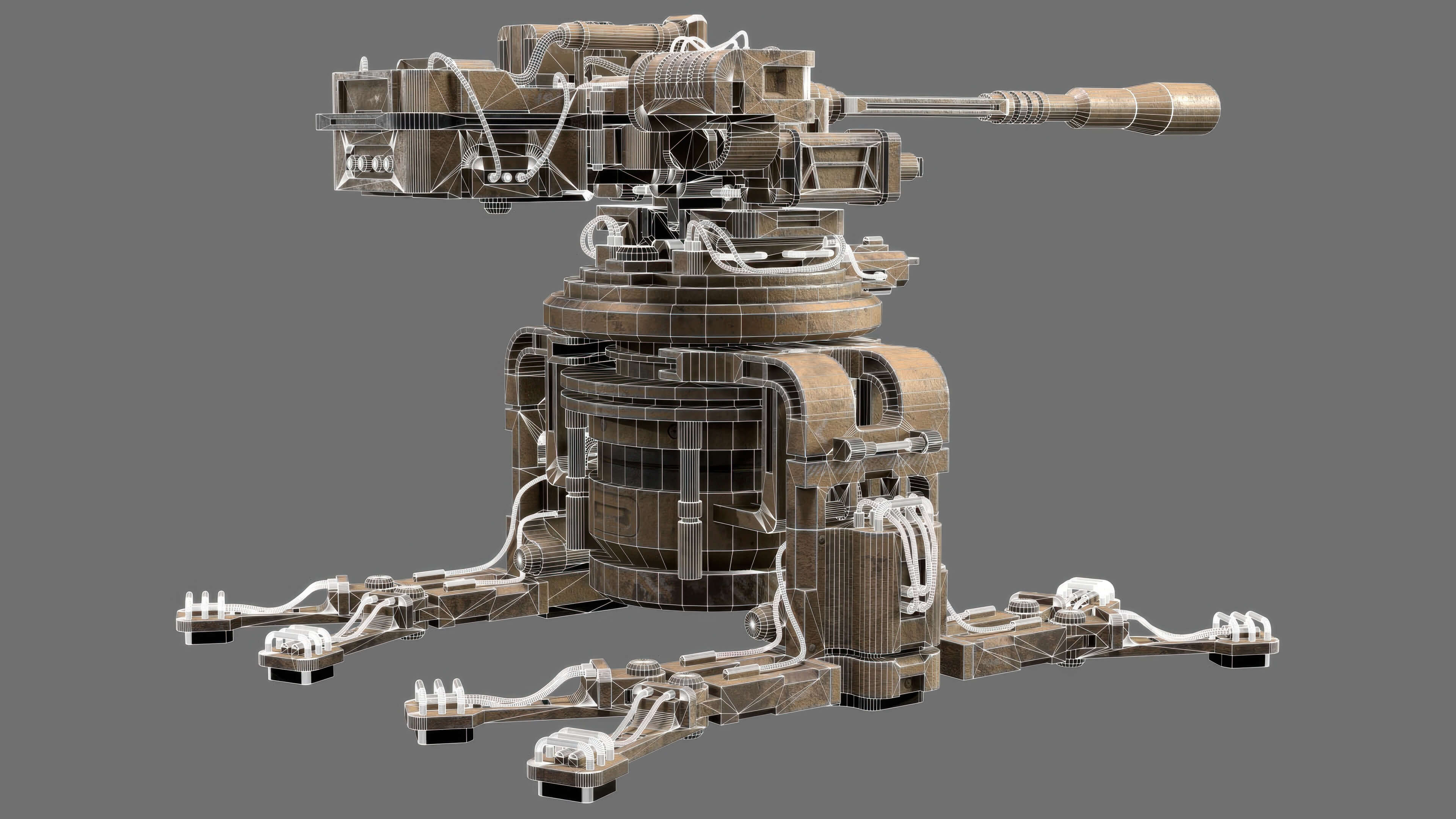 Sentry Gun-1-Desert-Dirty 3D Model