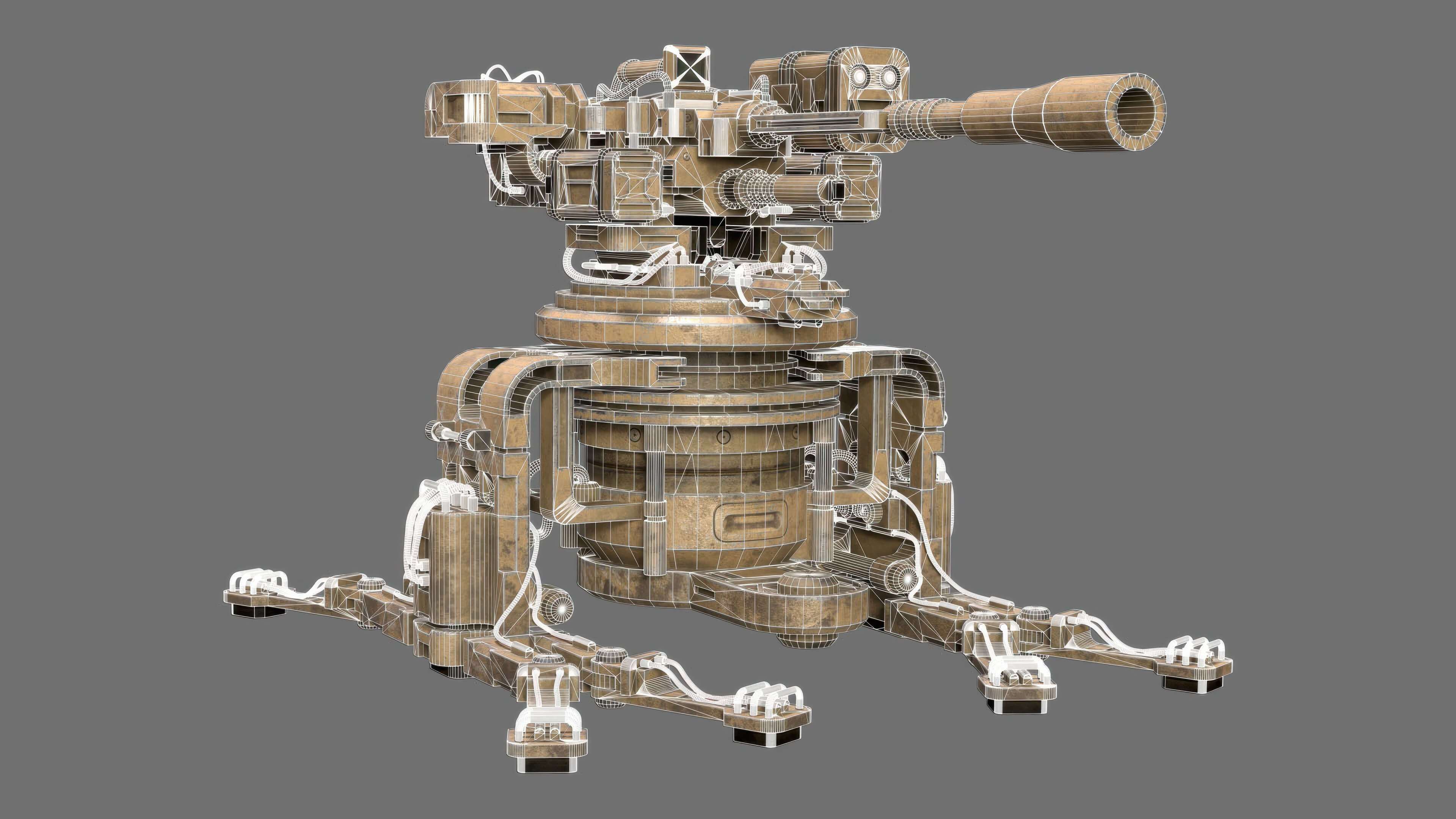 Sentry Gun-1-Desert-Dirty 3D Model