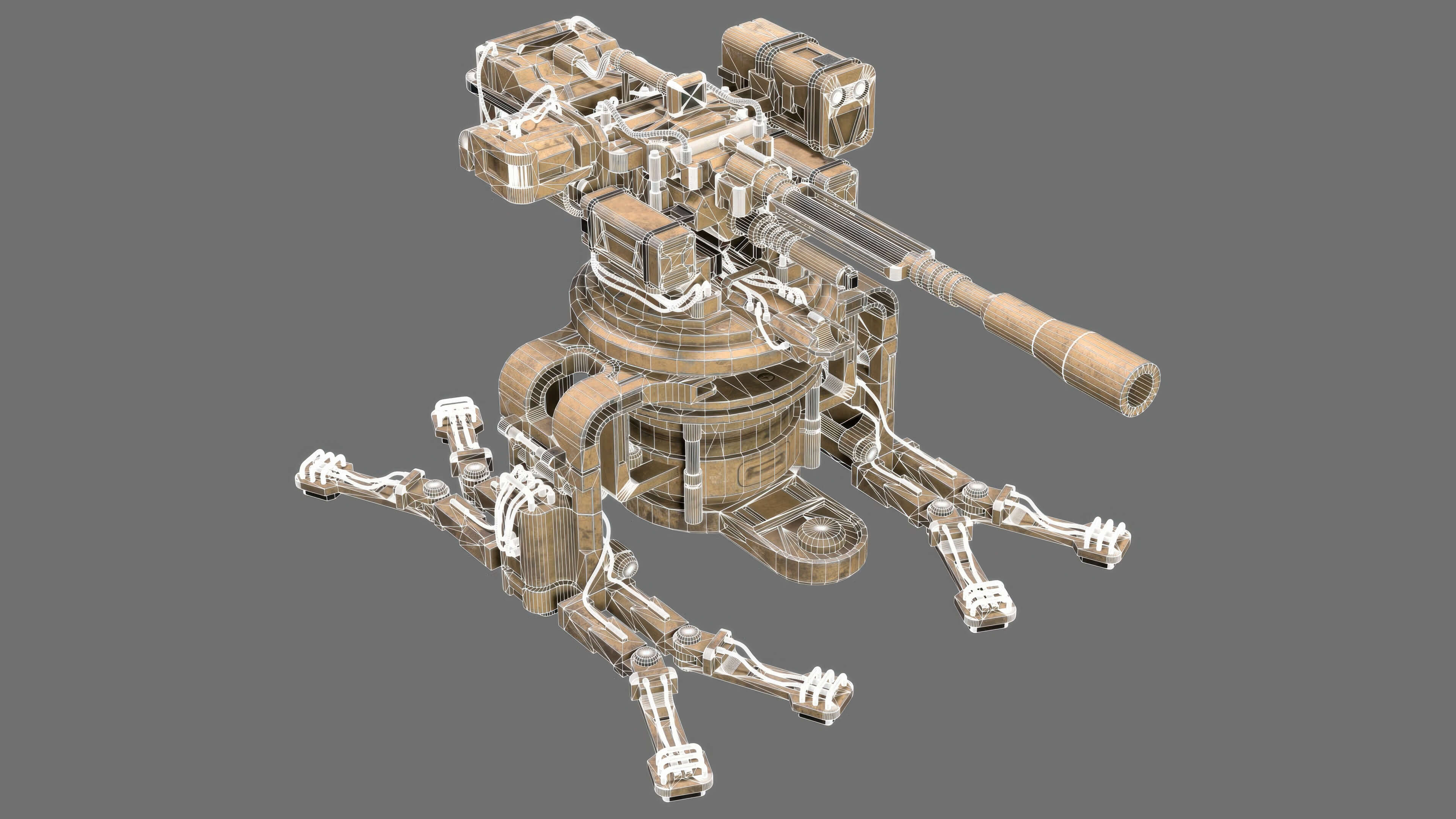 Sentry Gun-1-Desert-Dirty 3D Model