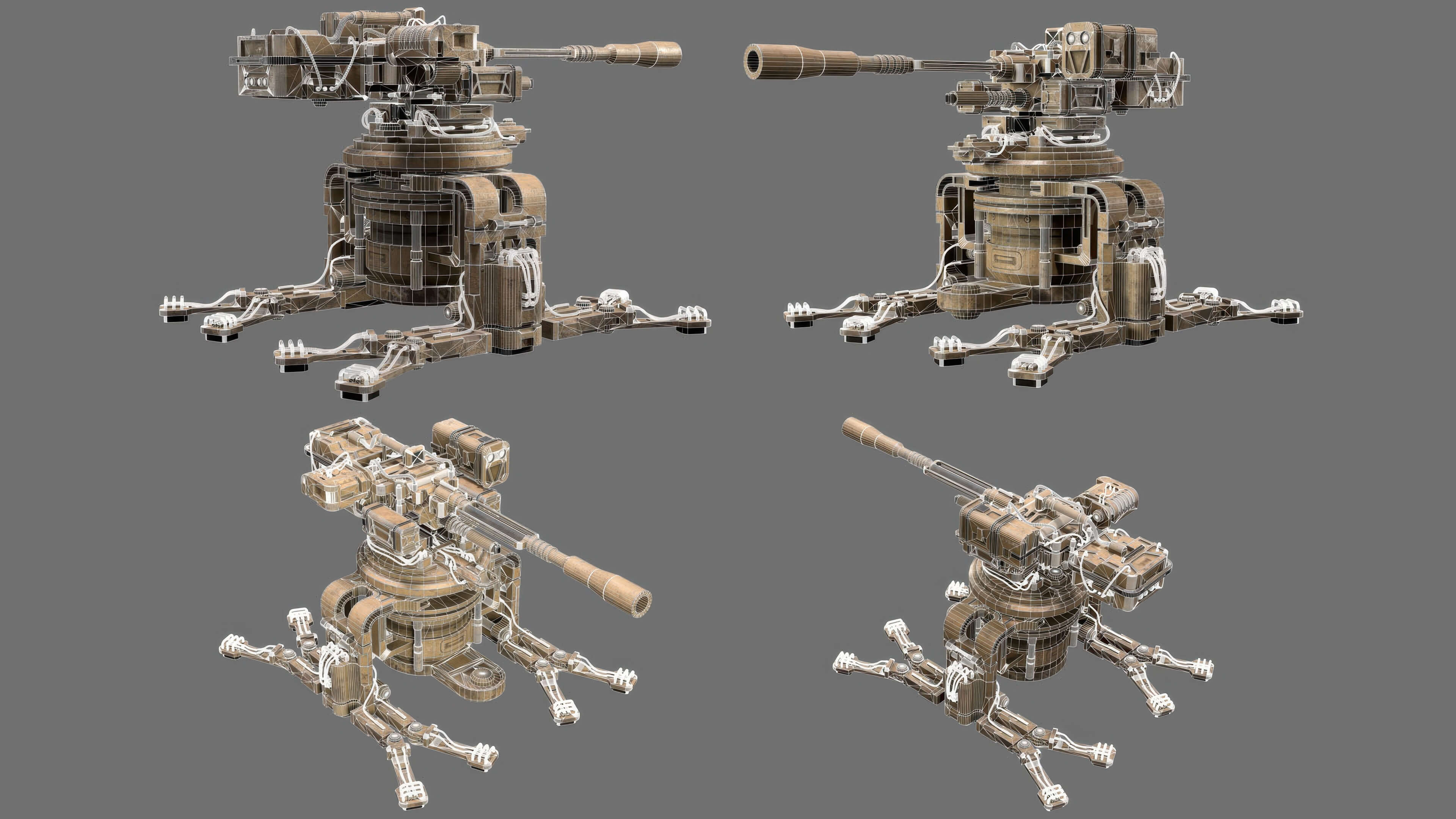 Sentry Gun-1-Desert-Dirty 3D Model