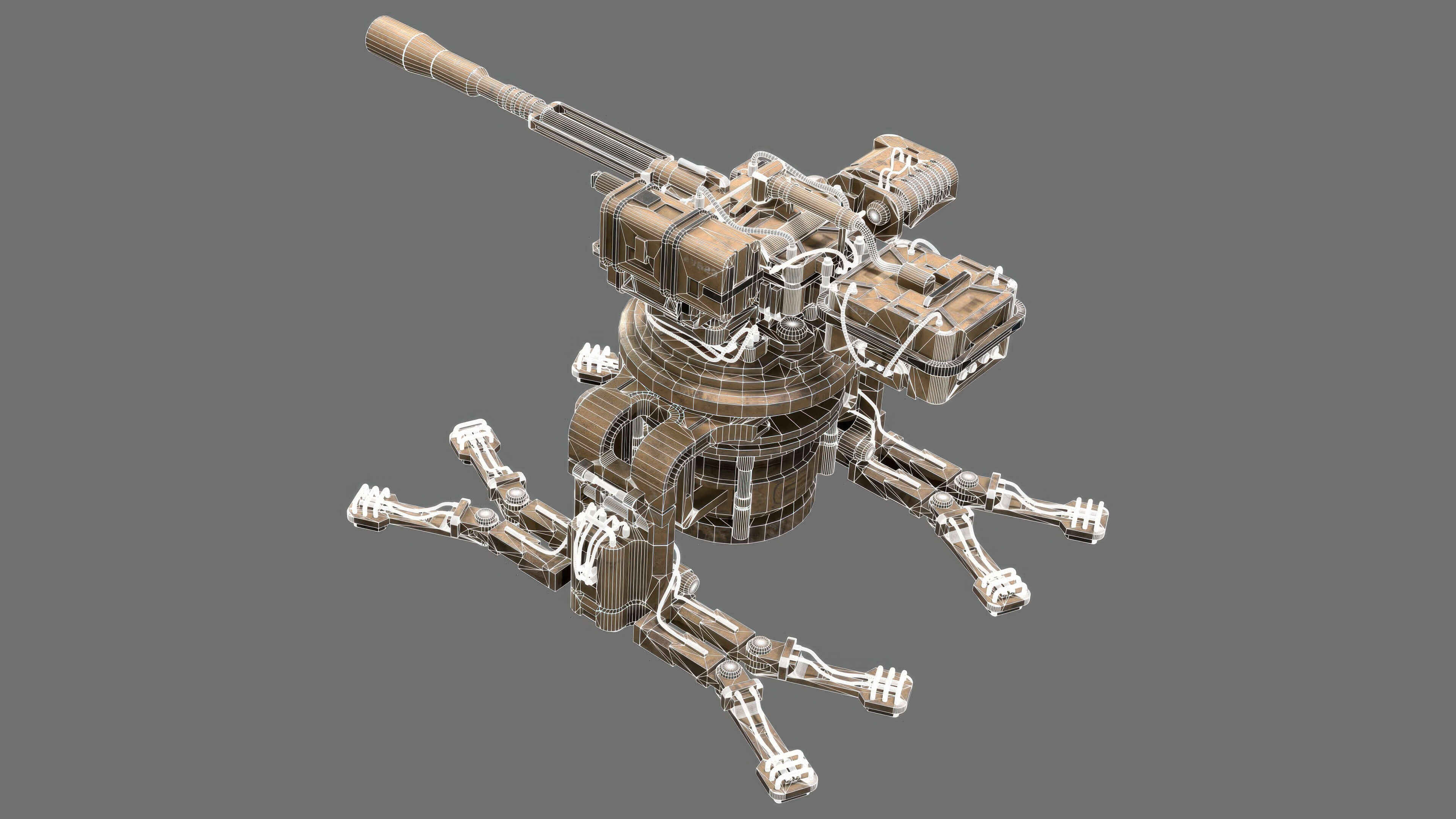 Sentry Gun-1-Desert-Dirty 3D Model