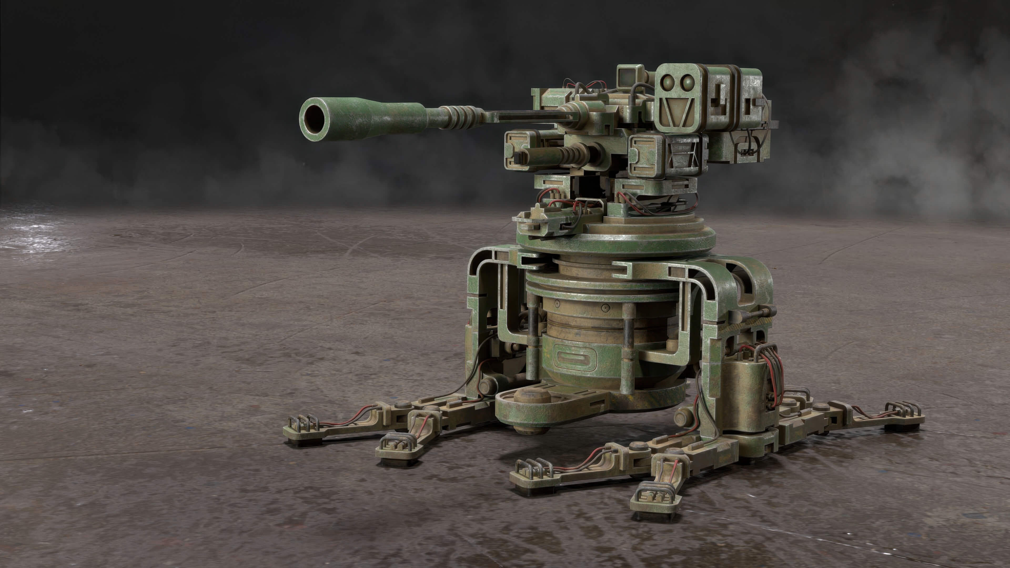 Sentry Gun-1-Forest-Dirty 3D Model