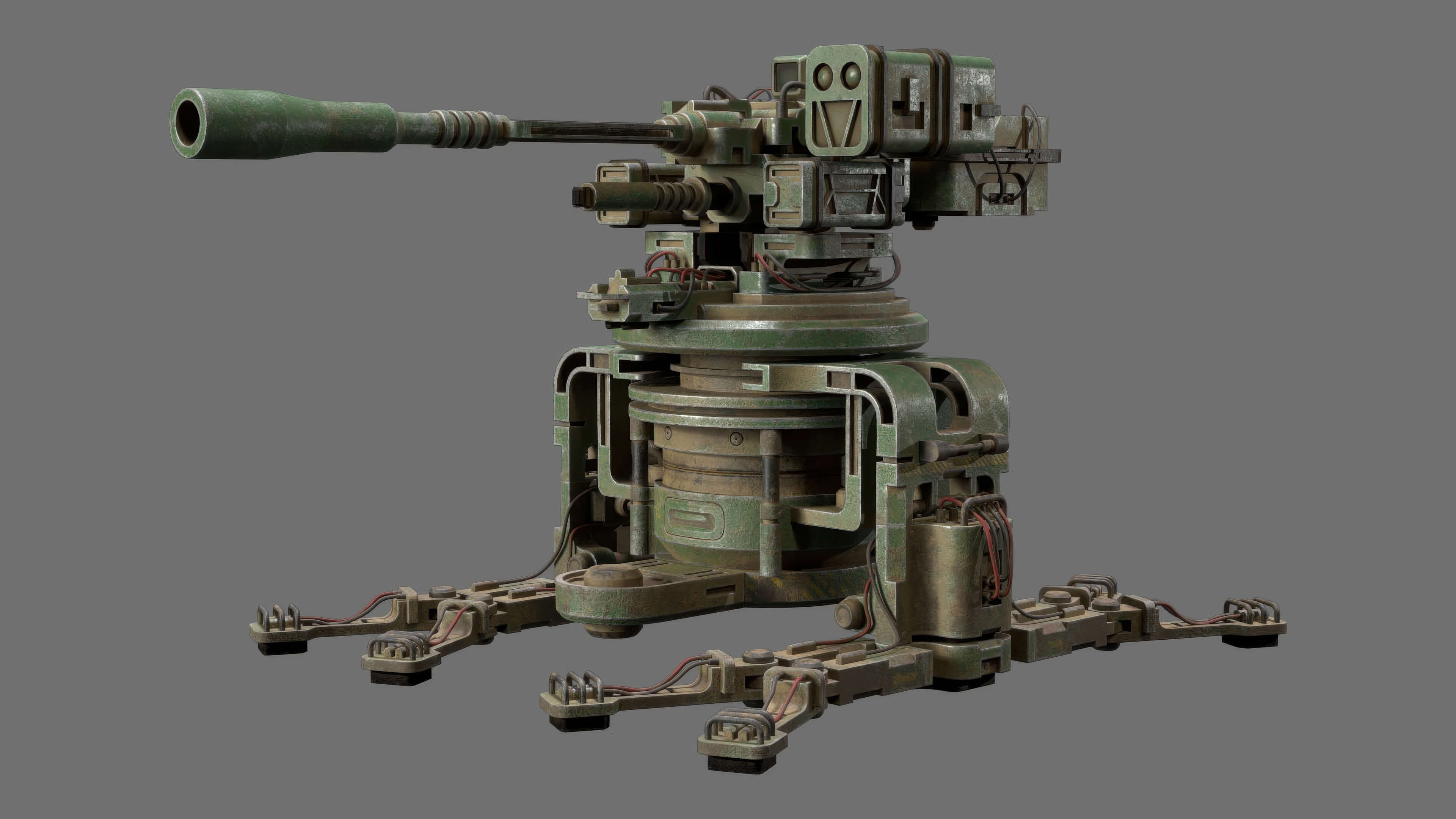 Sentry Gun-1-Forest-Dirty 3D Model