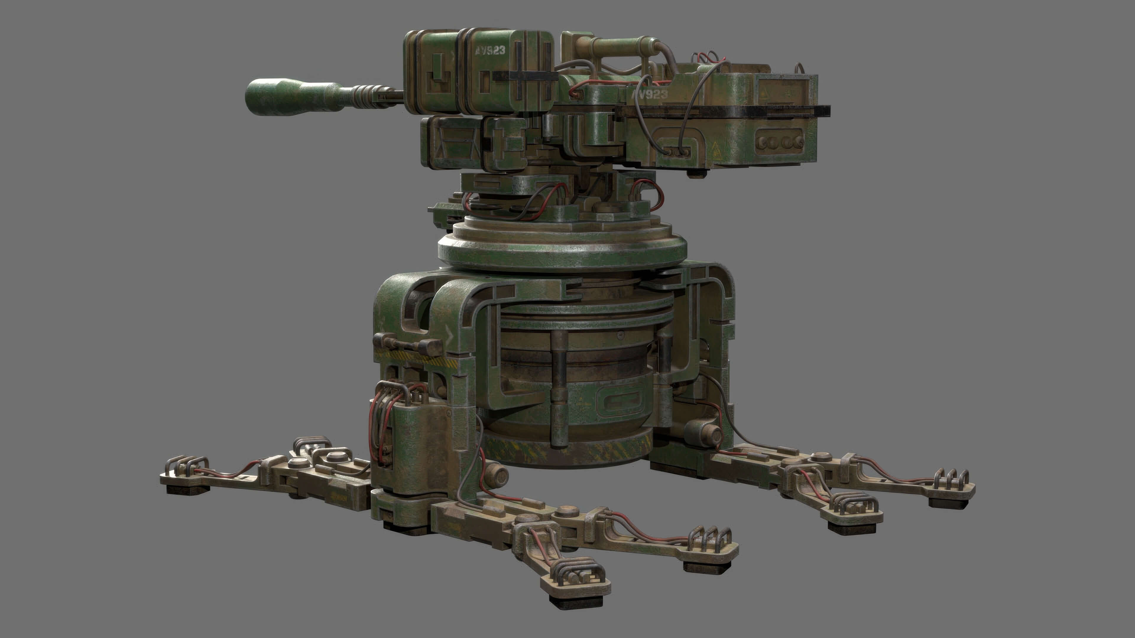 Sentry Gun-1-Forest-Dirty 3D Model