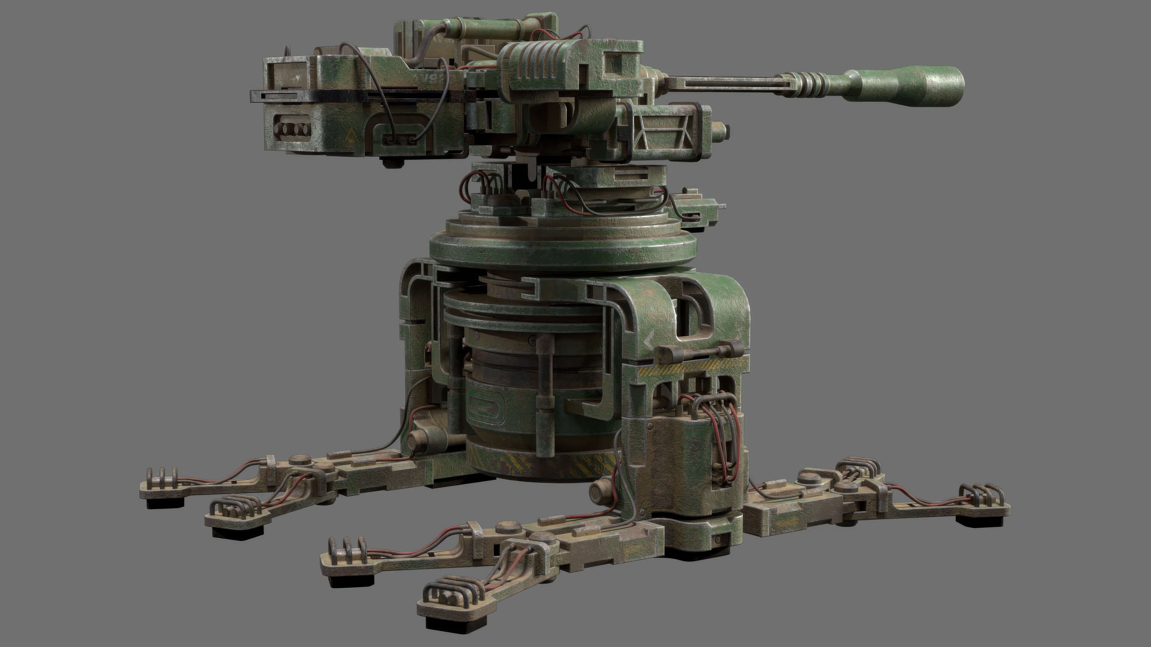 Sentry Gun-1-Forest-Dirty 3D Model