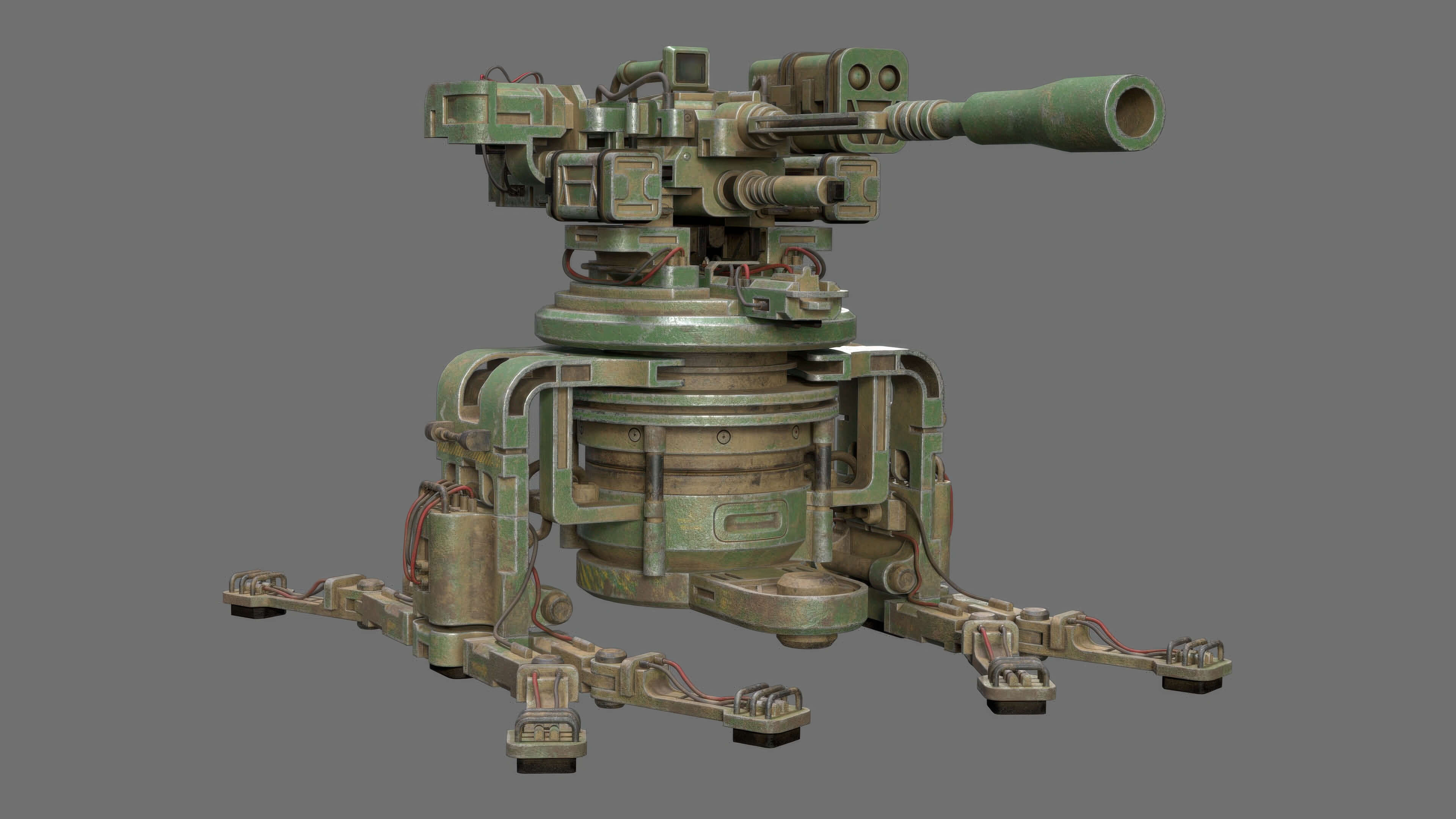 Sentry Gun-1-Forest-Dirty 3D Model