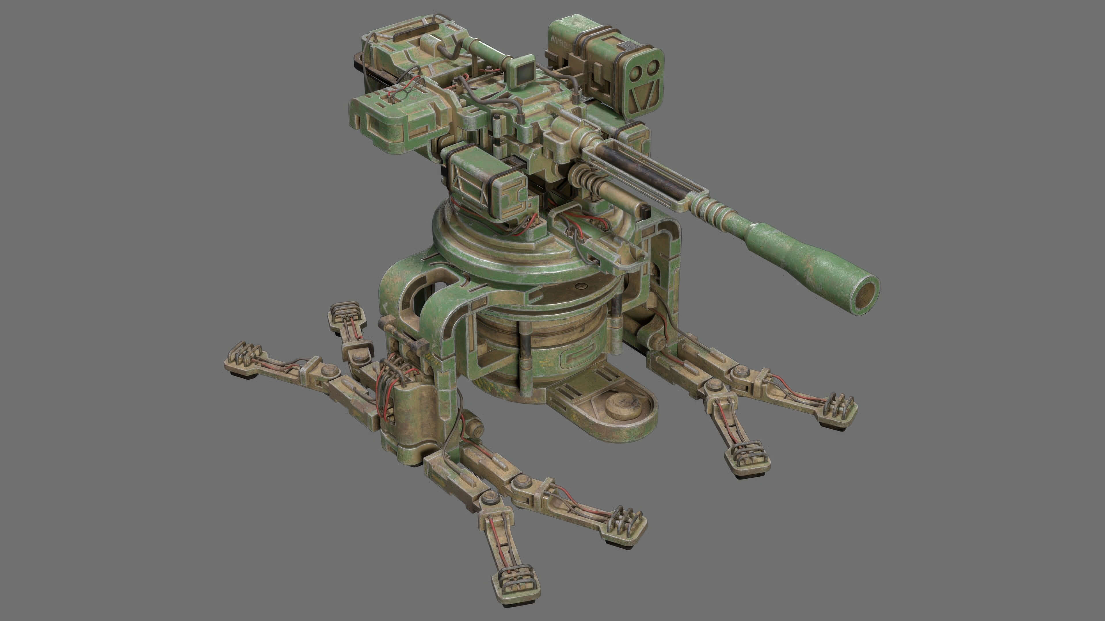 Sentry Gun-1-Forest-Dirty 3D Model
