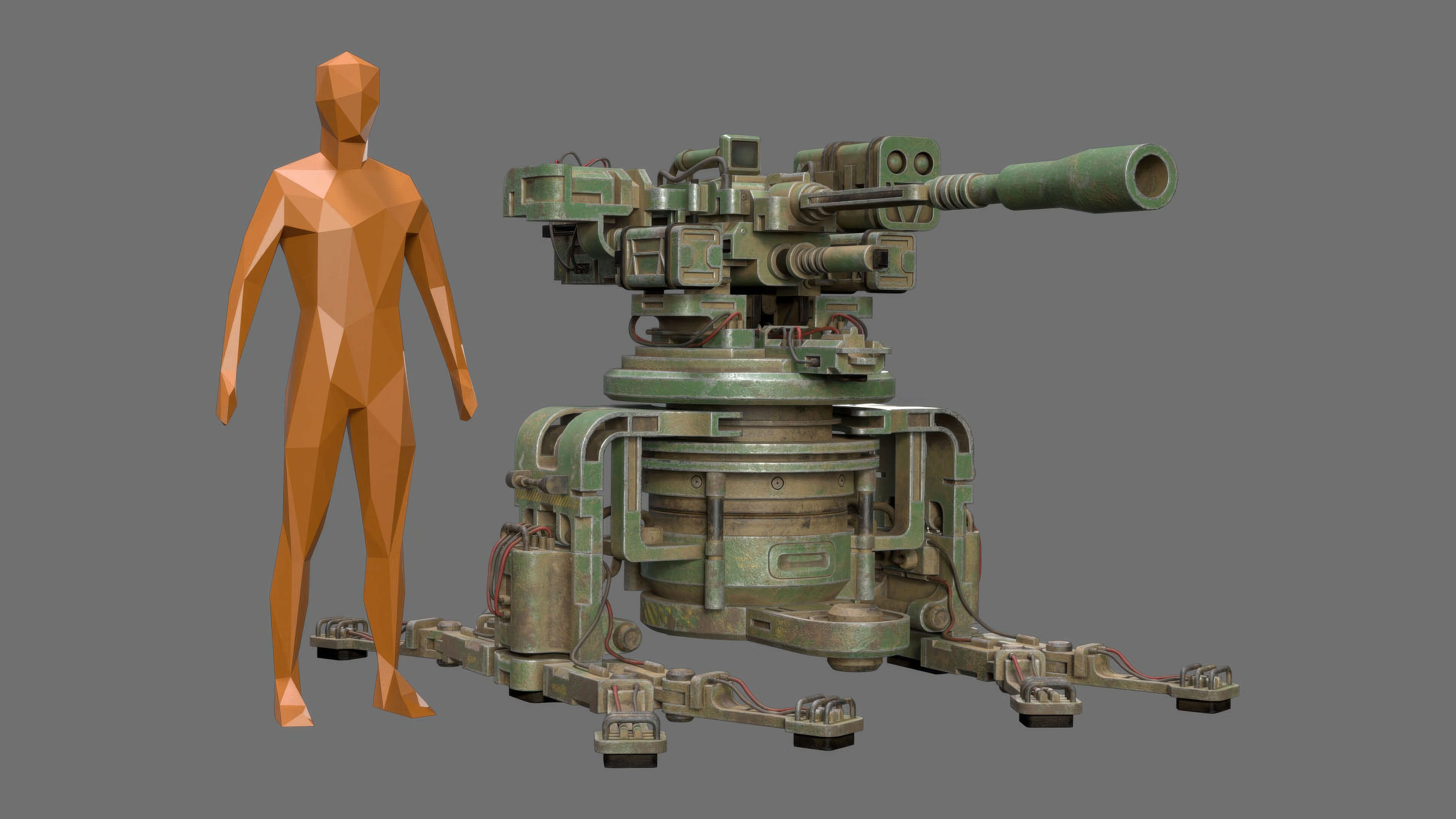 Sentry Gun-1-Forest-Dirty 3D Model