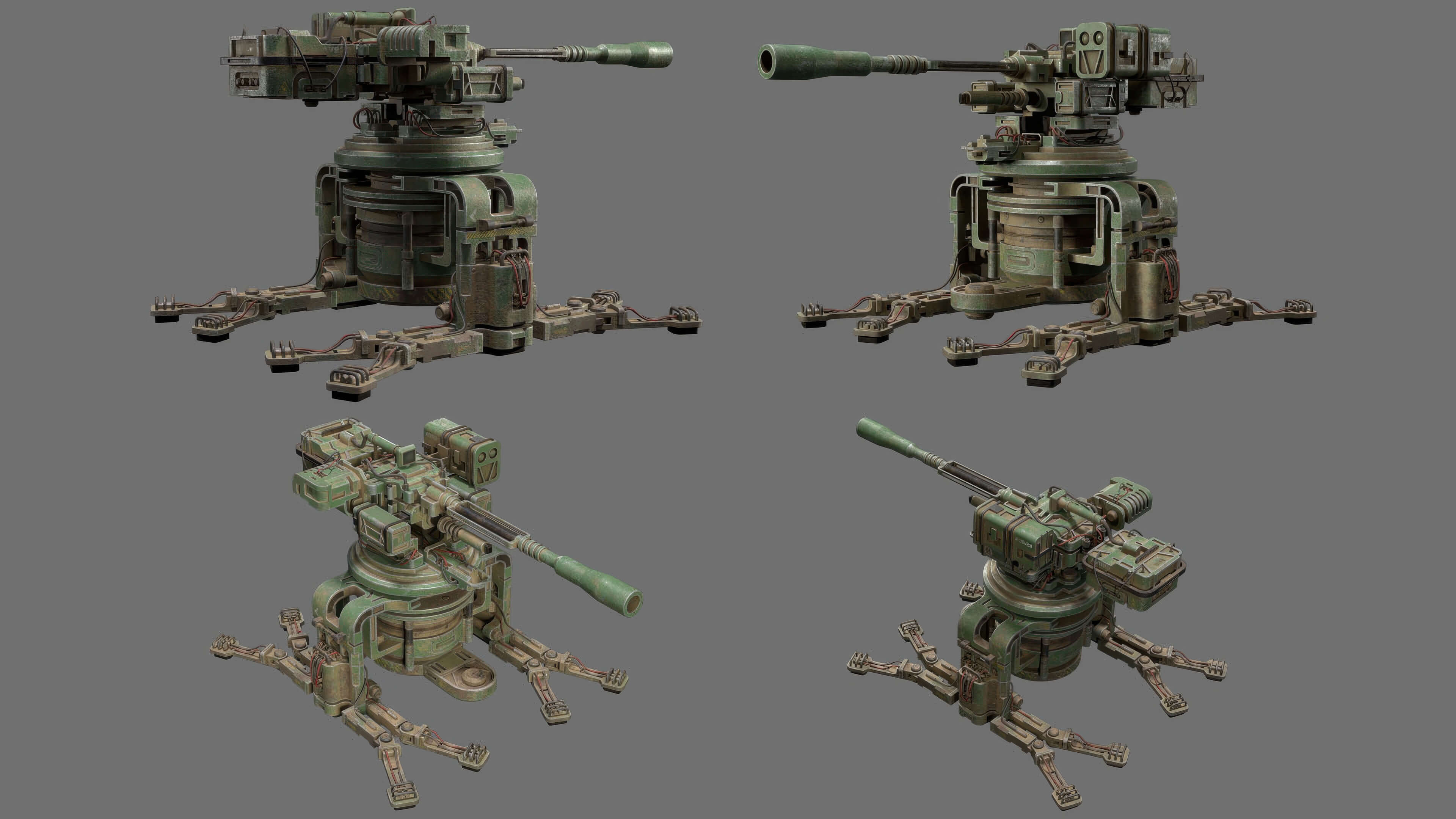 Sentry Gun-1-Forest-Dirty 3D Model