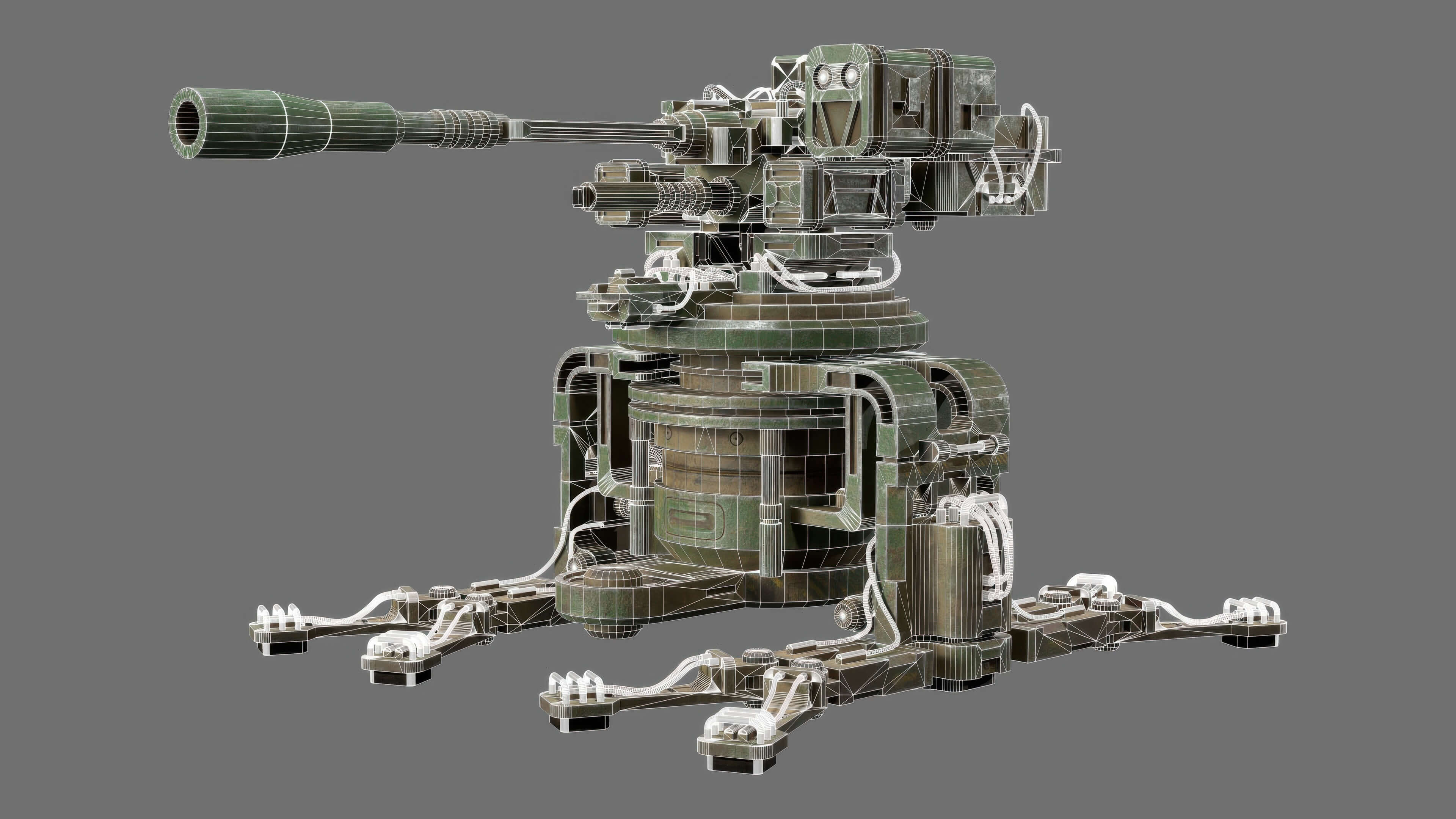 Sentry Gun-1-Forest-Dirty 3D Model