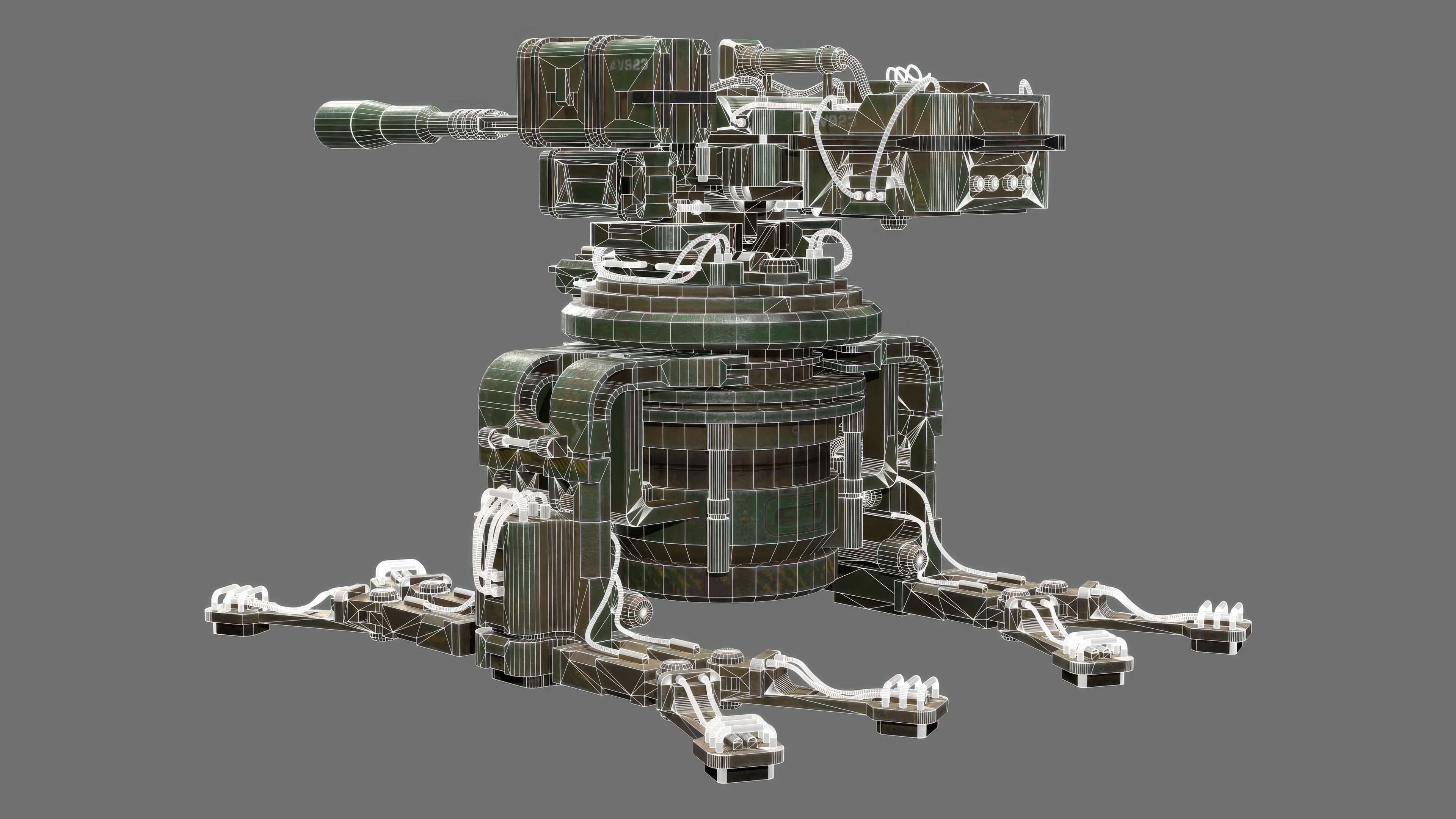 Sentry Gun-1-Forest-Dirty 3D Model