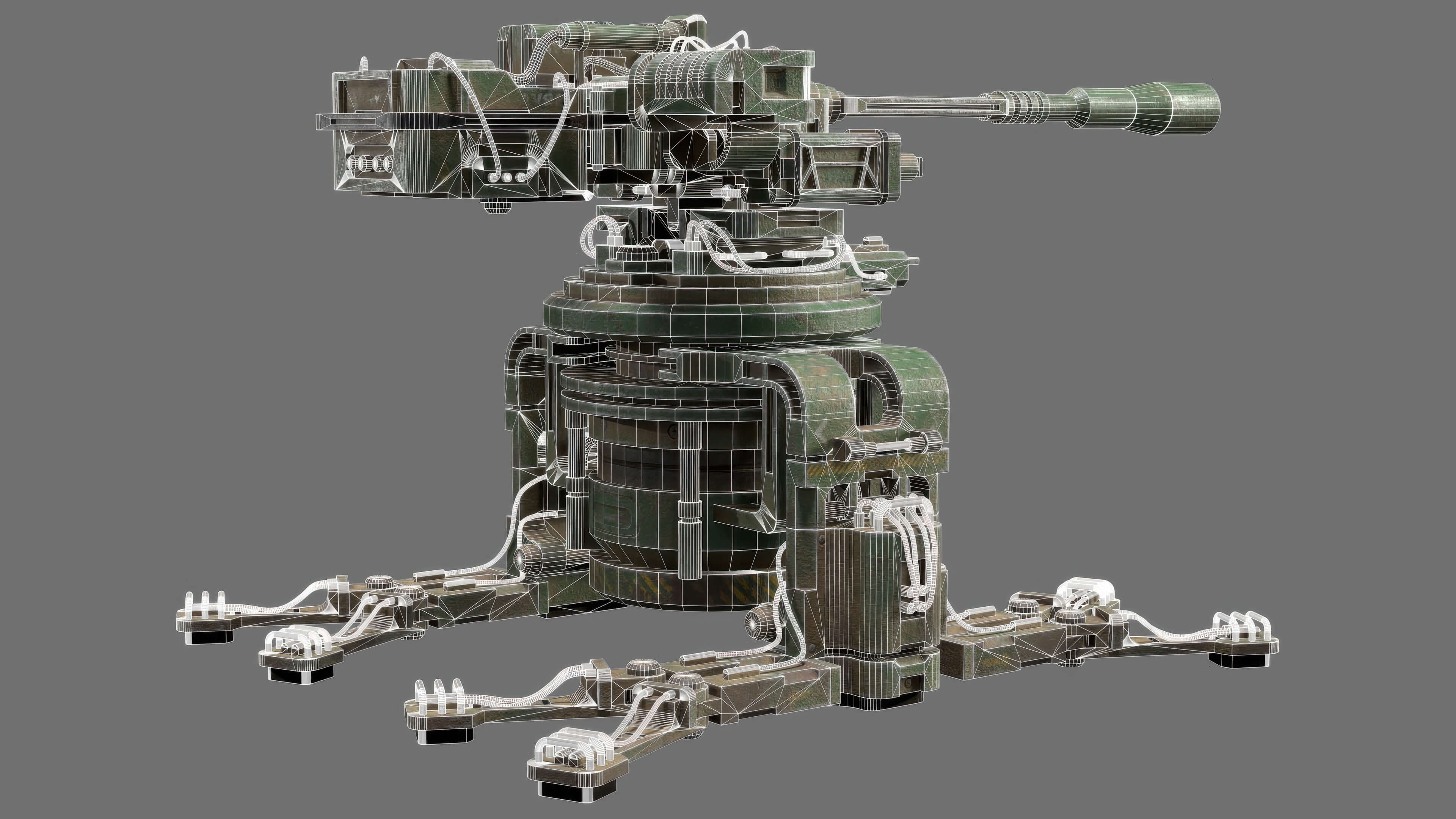 Sentry Gun-1-Forest-Dirty 3D Model