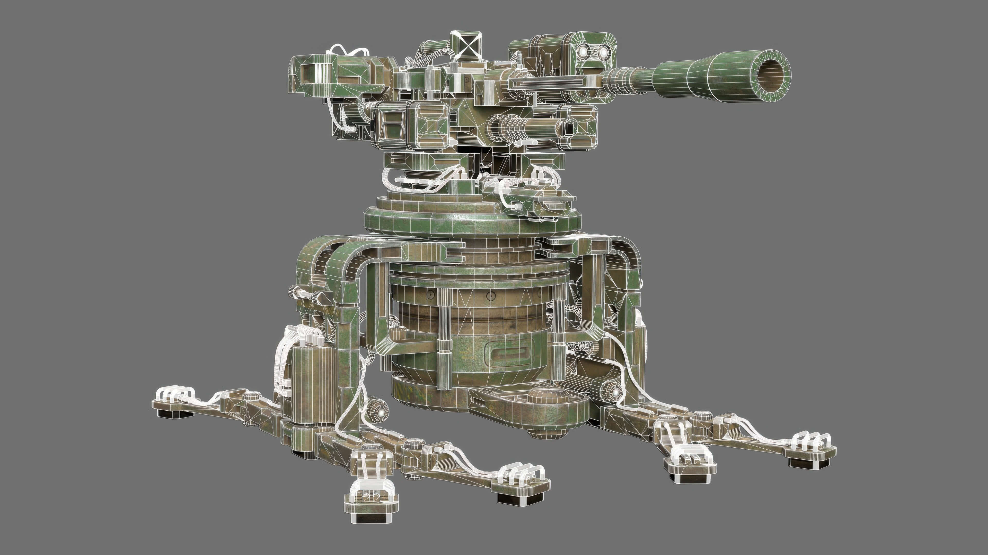 Sentry Gun-1-Forest-Dirty 3D Model