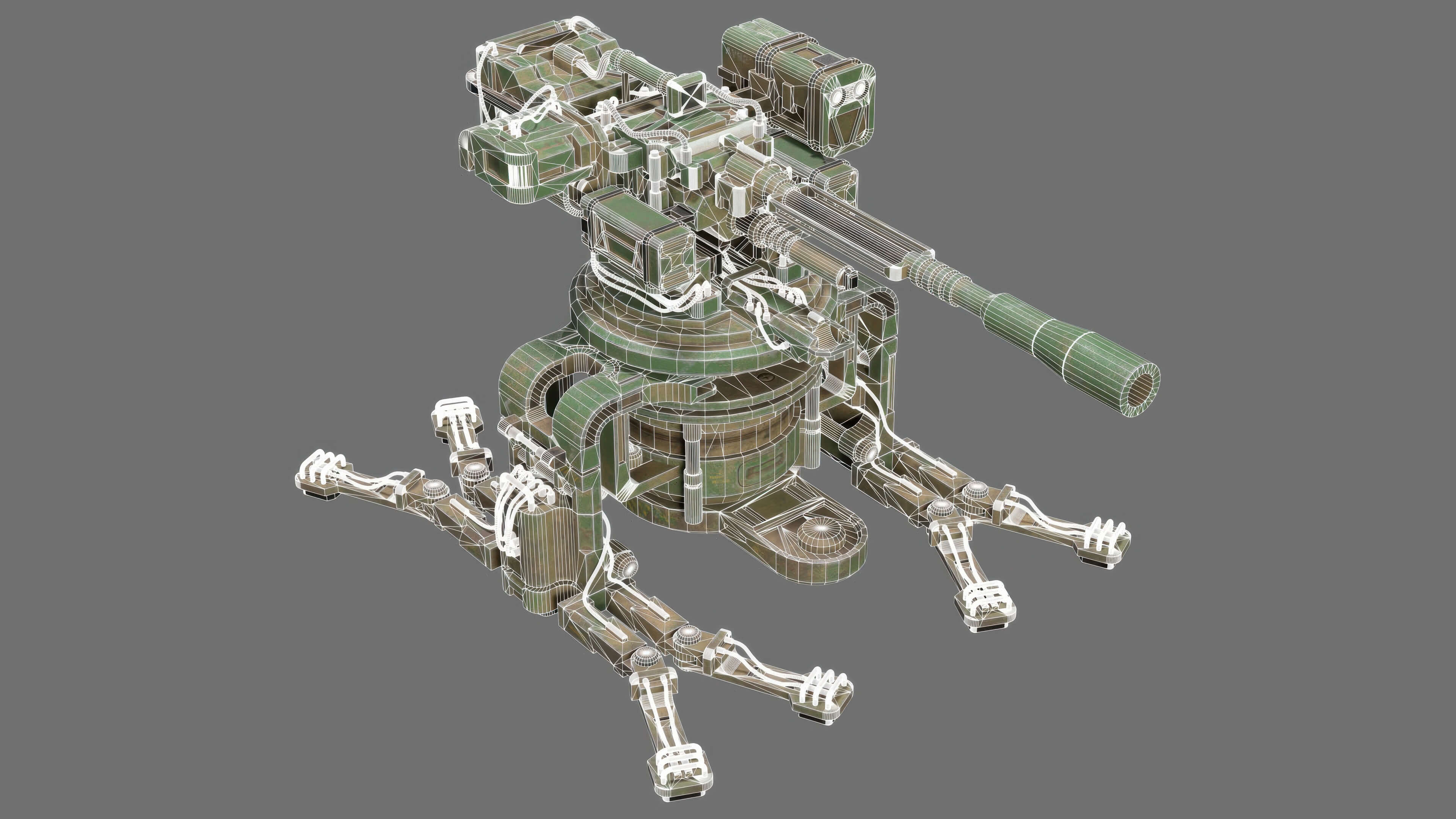 Sentry Gun-1-Forest-Dirty 3D Model