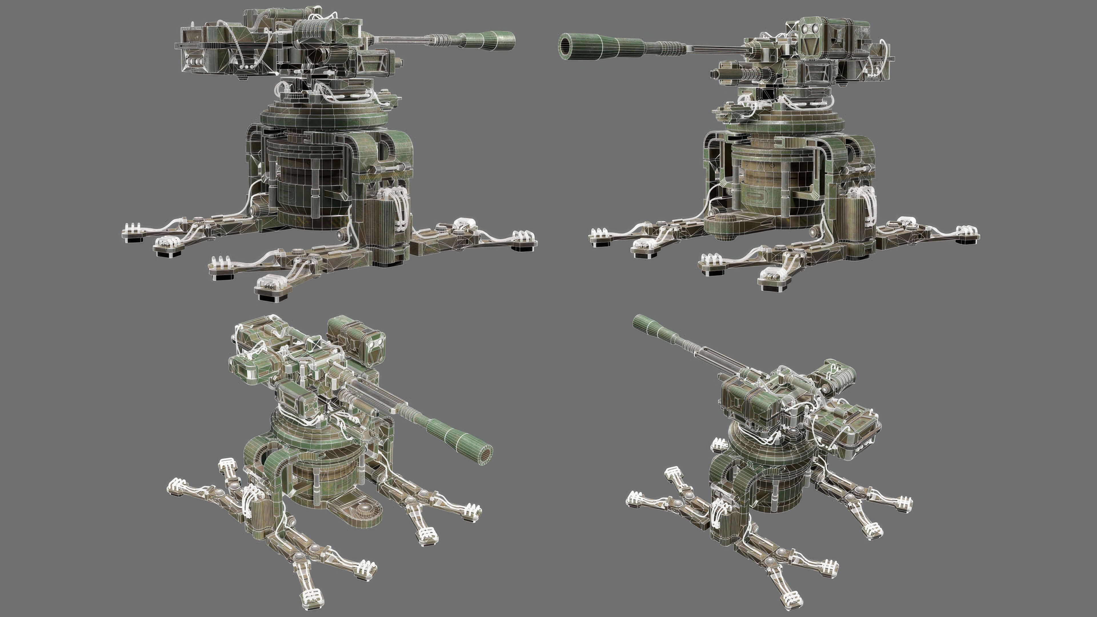 Sentry Gun-1-Forest-Dirty 3D Model