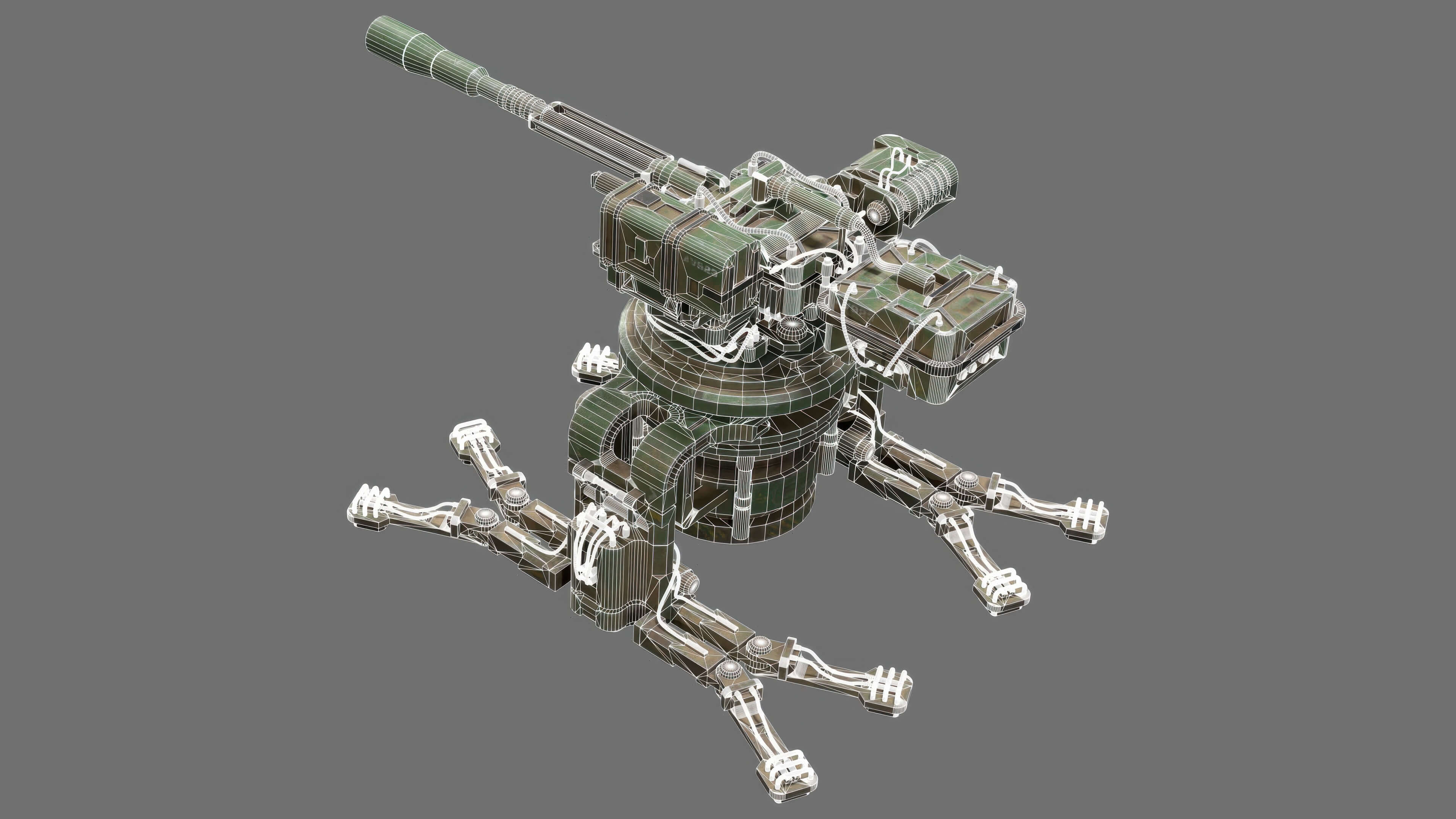 Sentry Gun-1-Forest-Dirty 3D Model