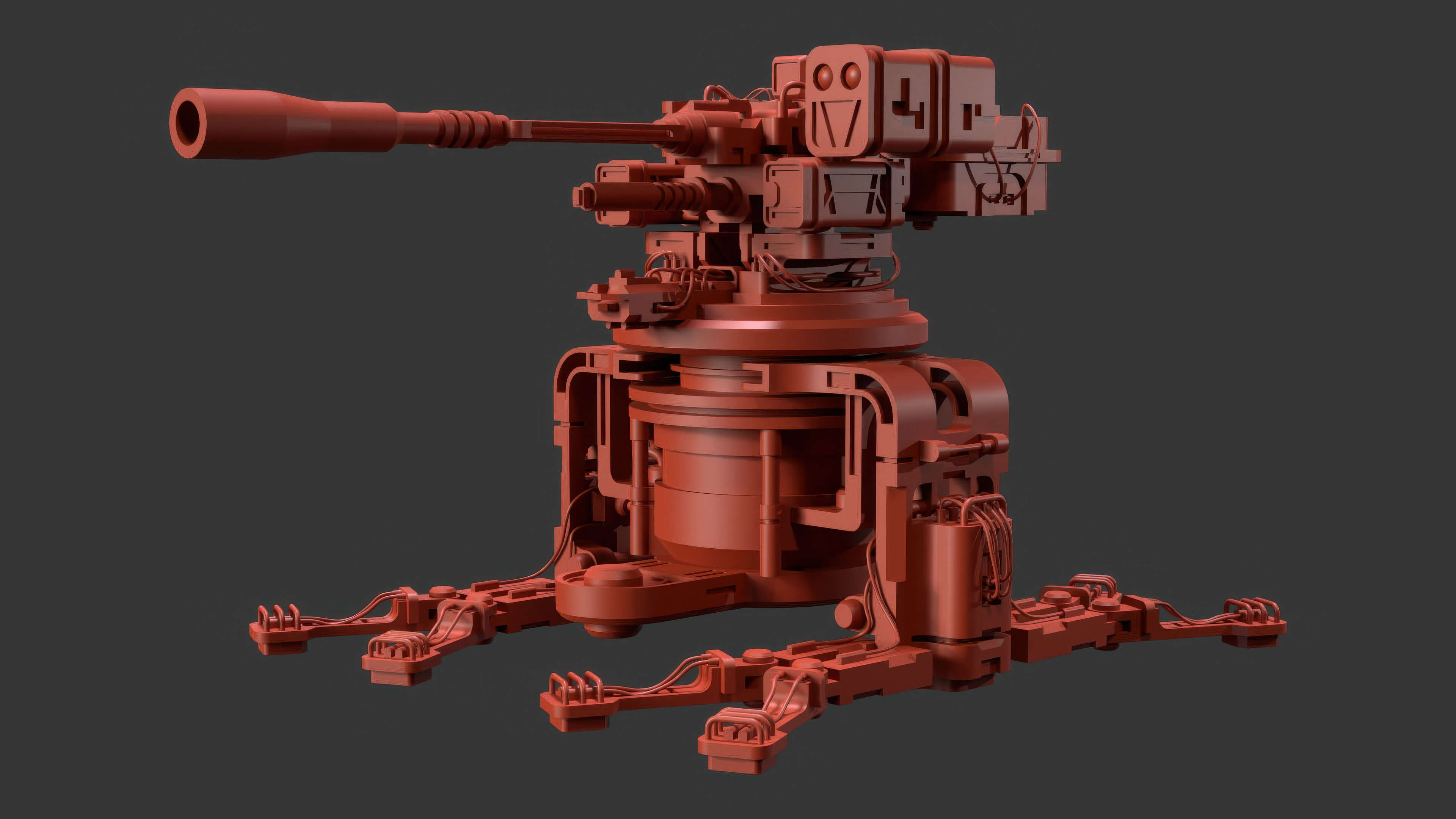 Sentry Gun-1-Forest-Dirty 3D Model