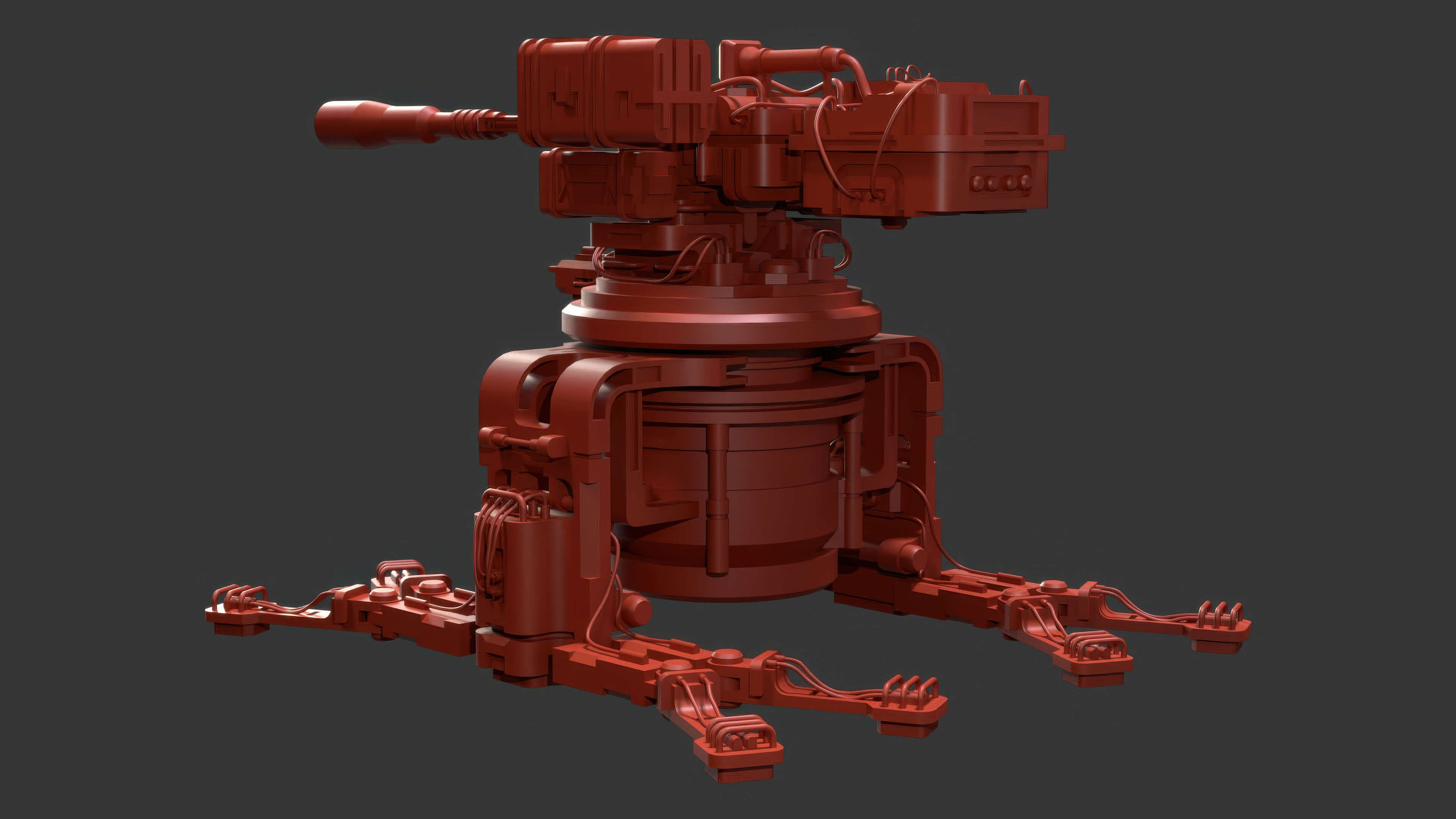 Sentry Gun-1-Forest-Dirty 3D Model