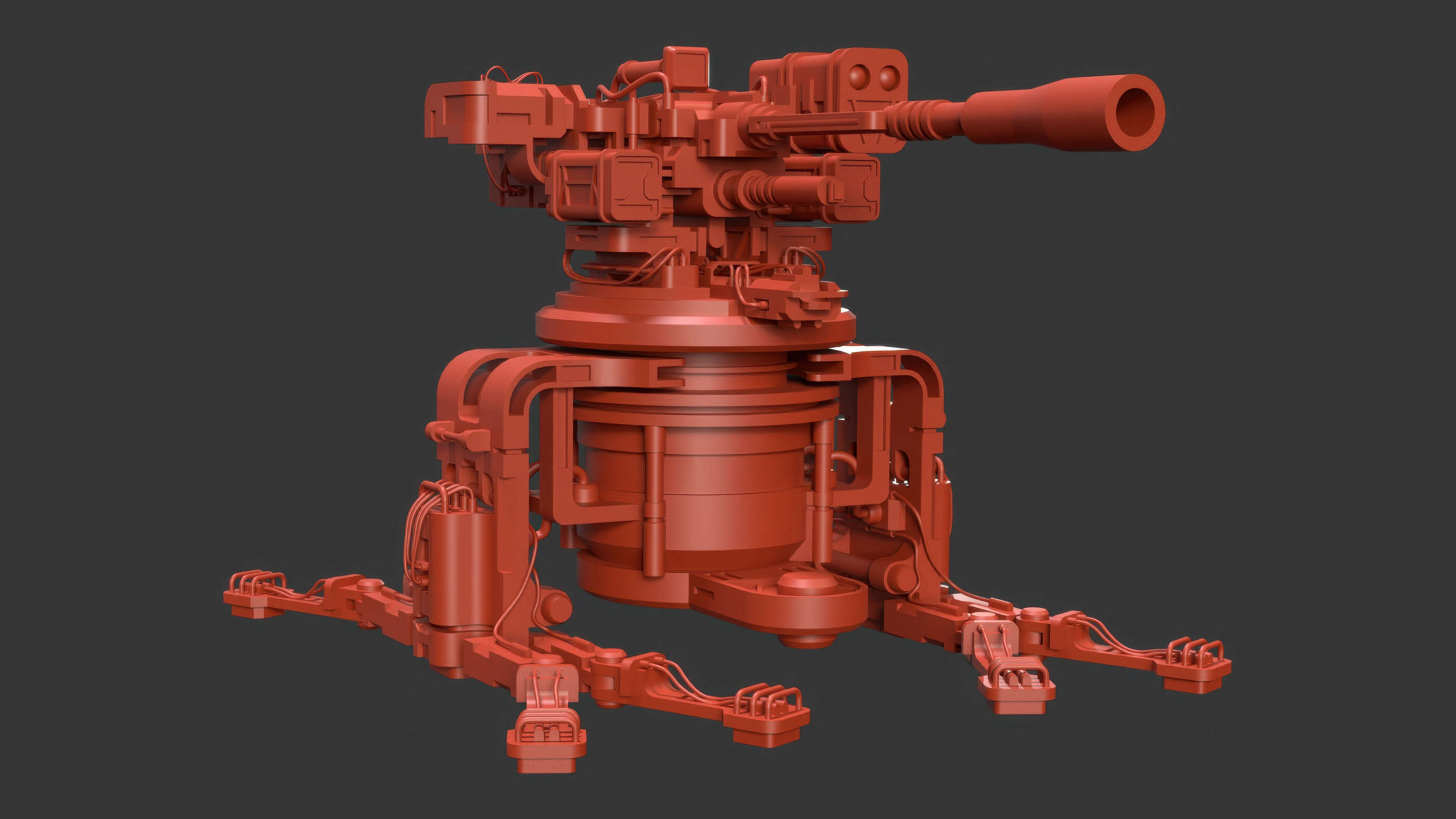 Sentry Gun-1-Forest-Dirty 3D Model