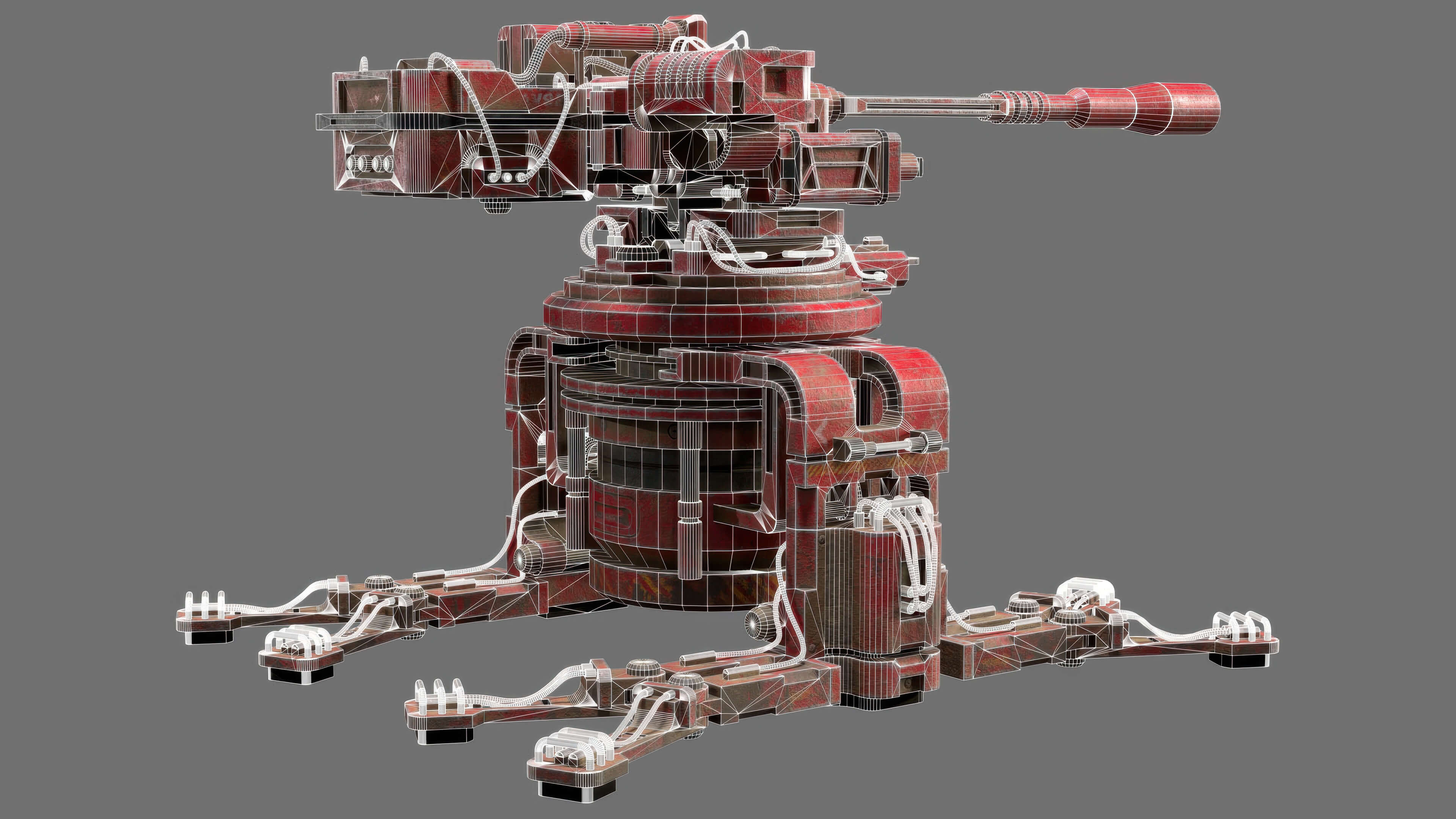 Sentry Gun-1-Red-Dirty 3D Model