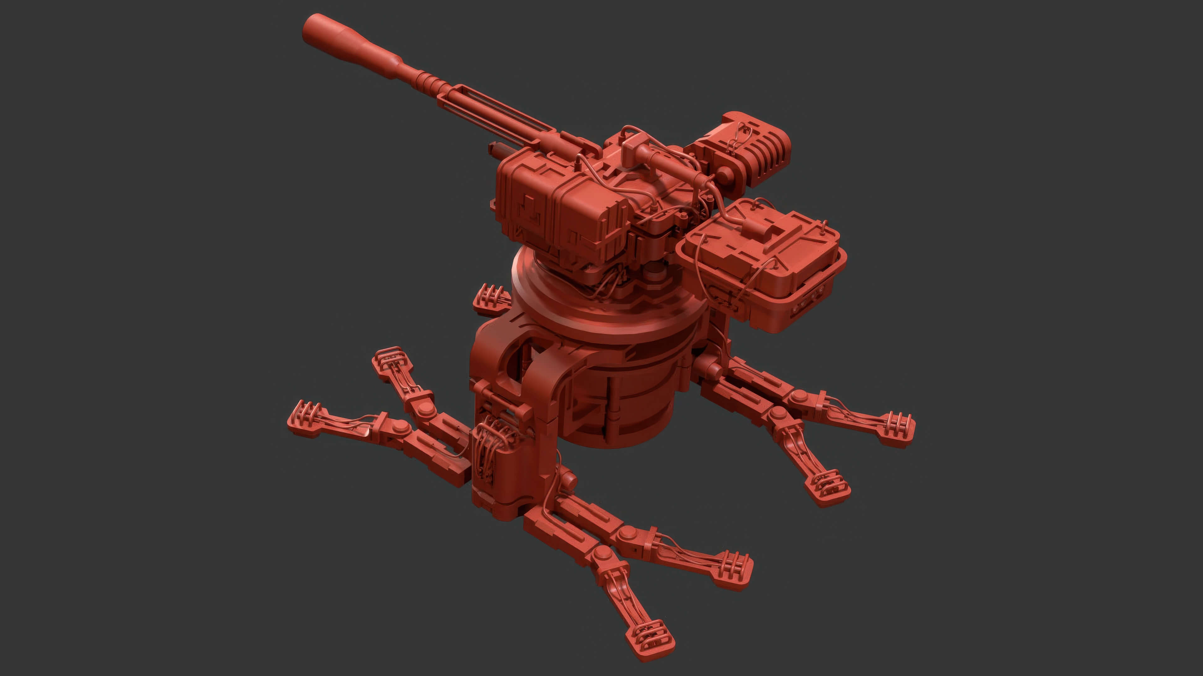 Sentry Gun-1-Red-Dirty 3D Model