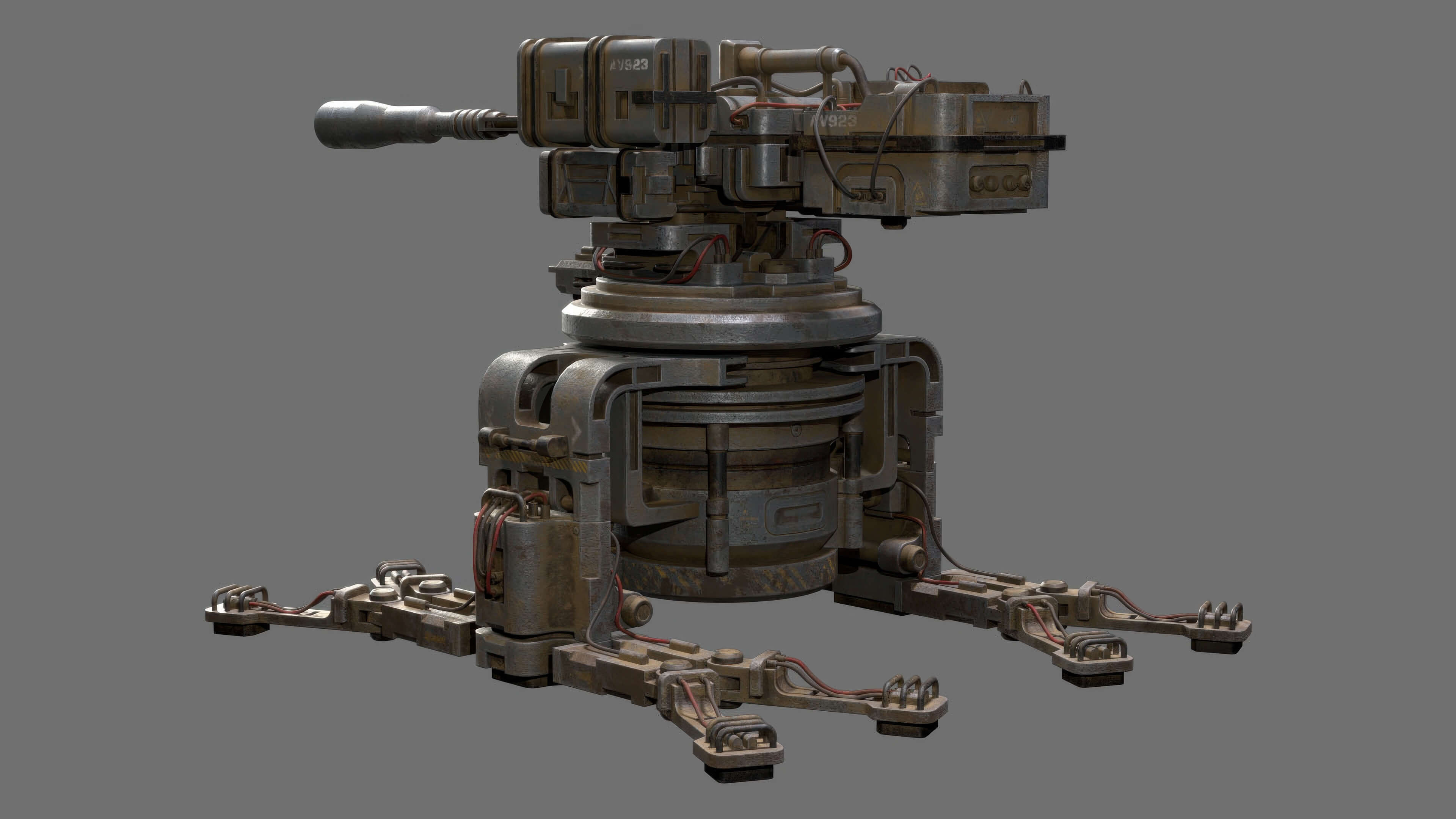 Sentry Gun-1-Urban-Dirty 3D Model