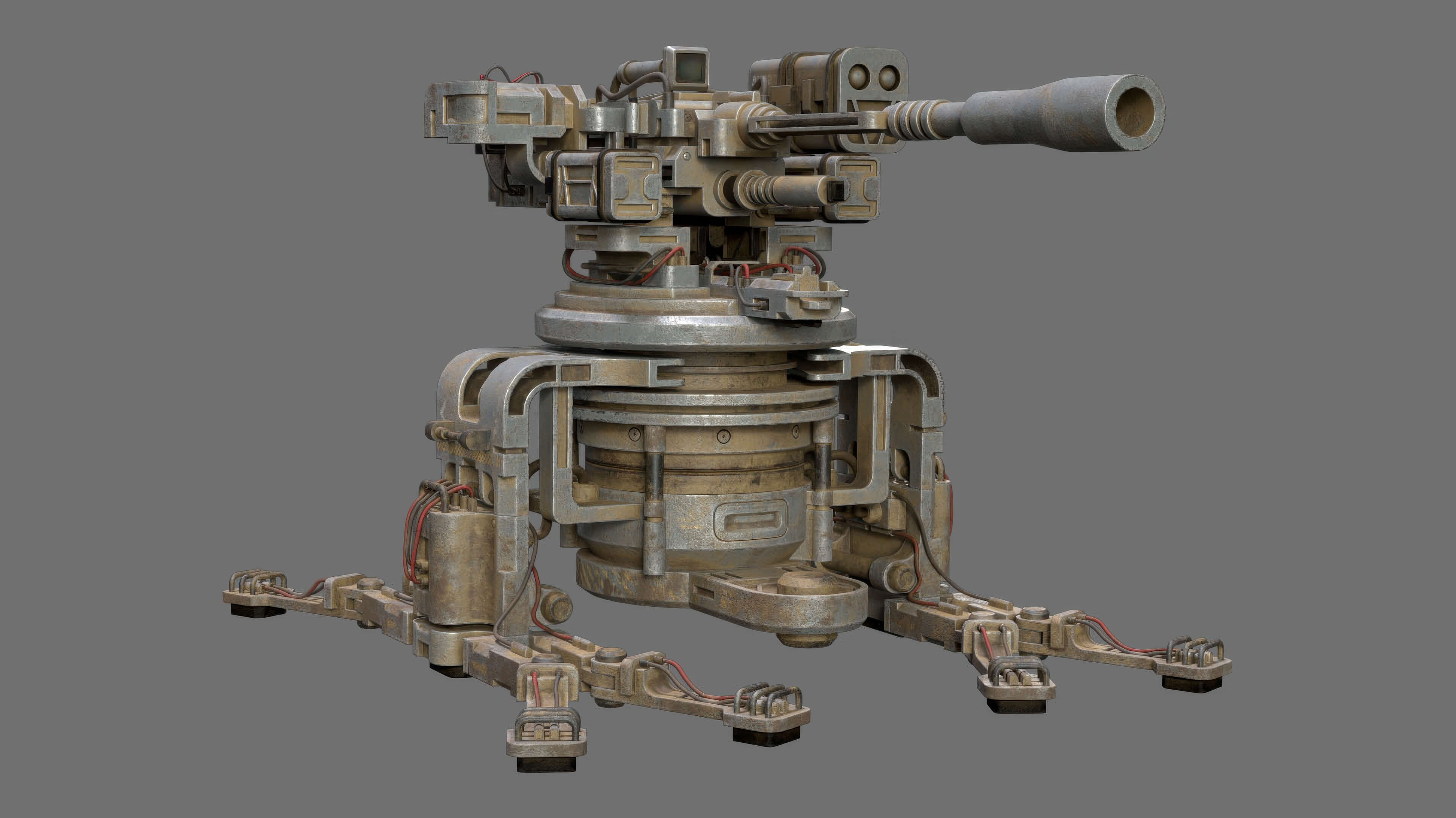 Sentry Gun-1-Urban-Dirty 3D Model
