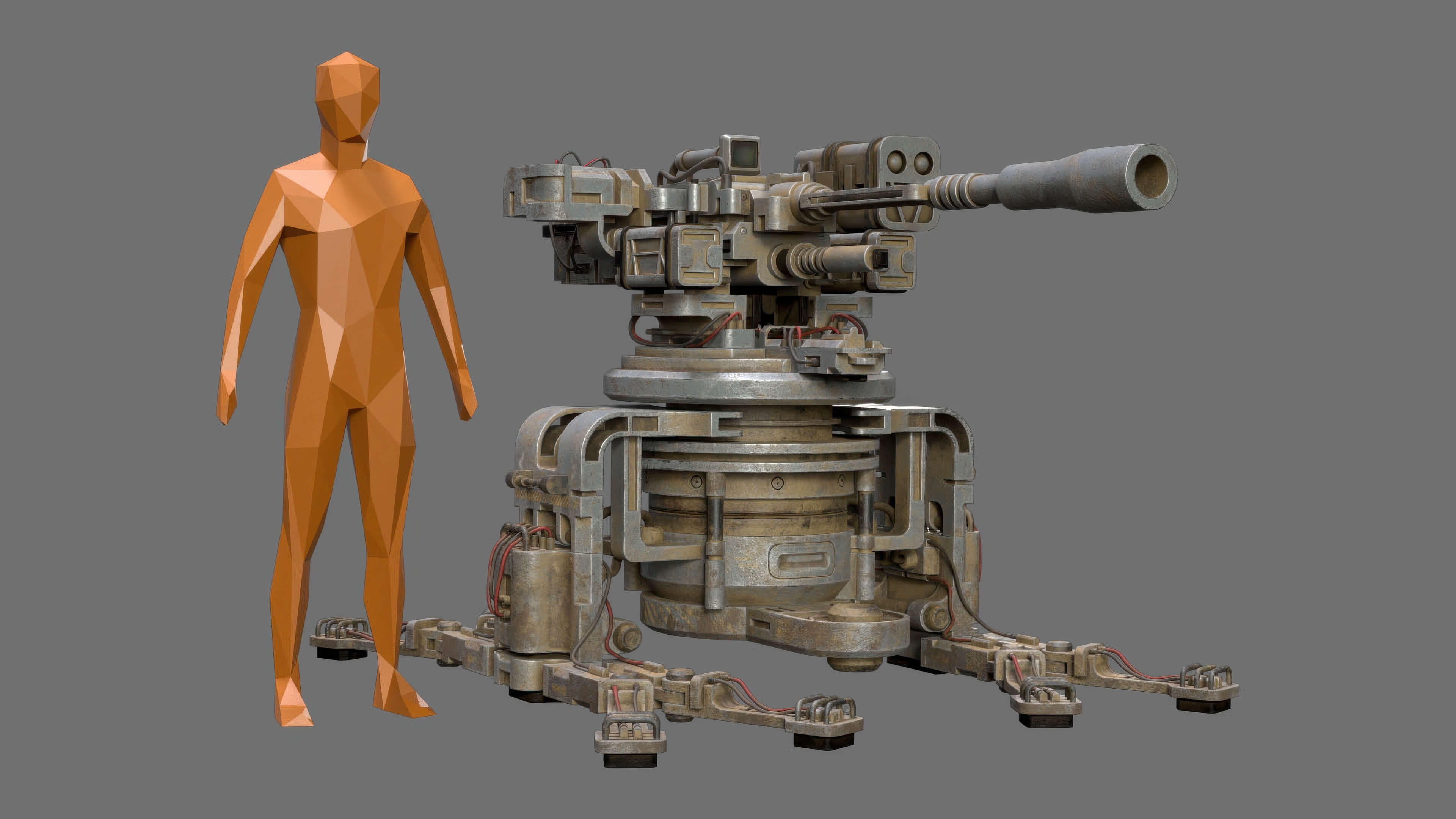 Sentry Gun-1-Urban-Dirty 3D Model