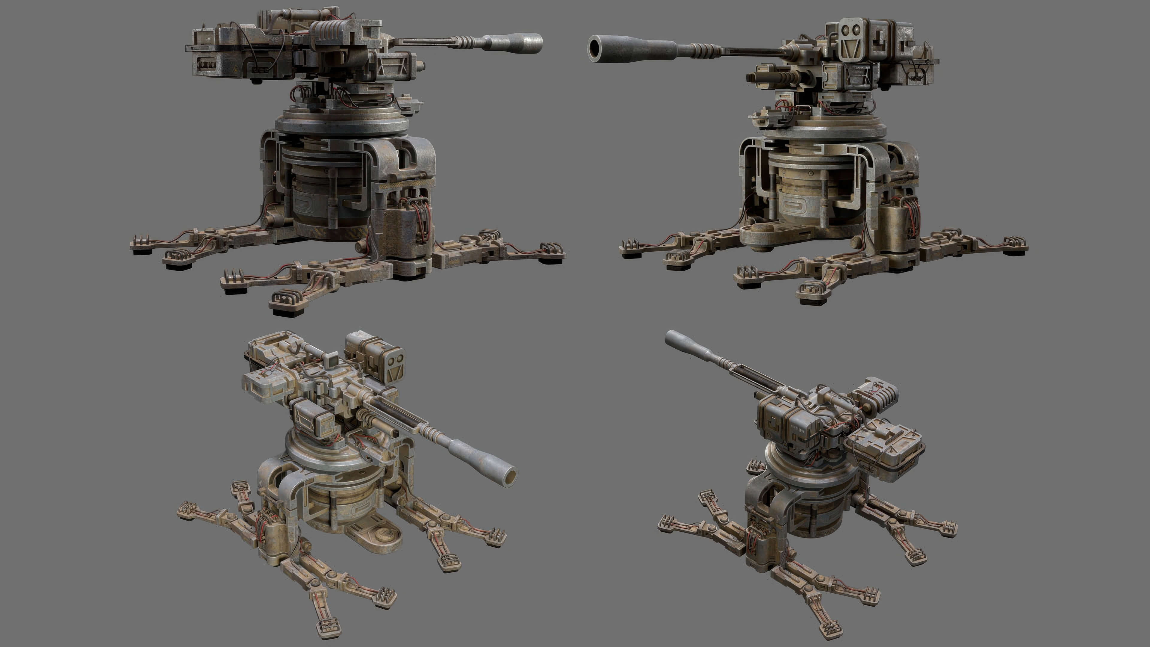 Sentry Gun-1-Urban-Dirty 3D Model
