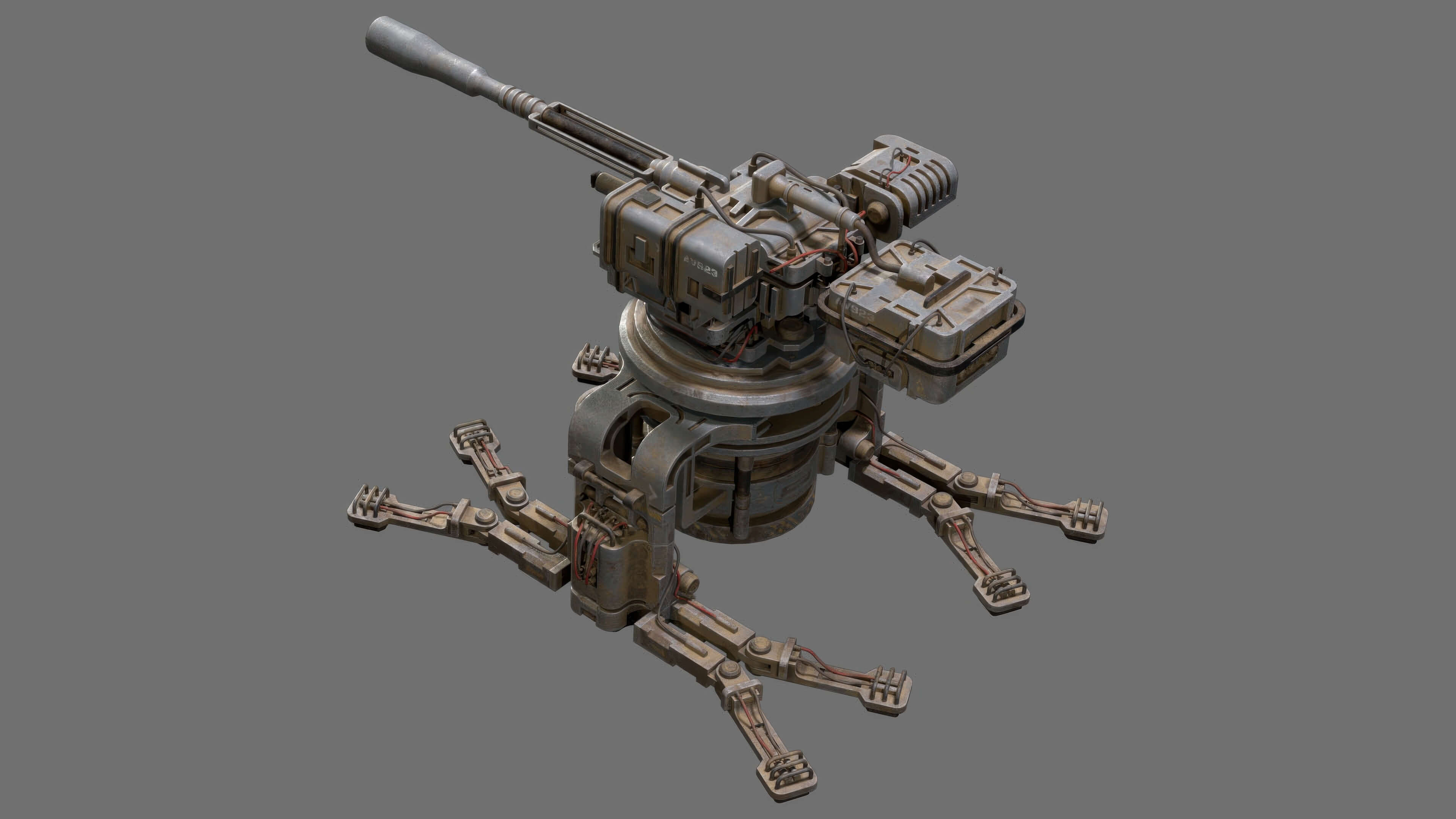 Sentry Gun-1-Urban-Dirty 3D Model