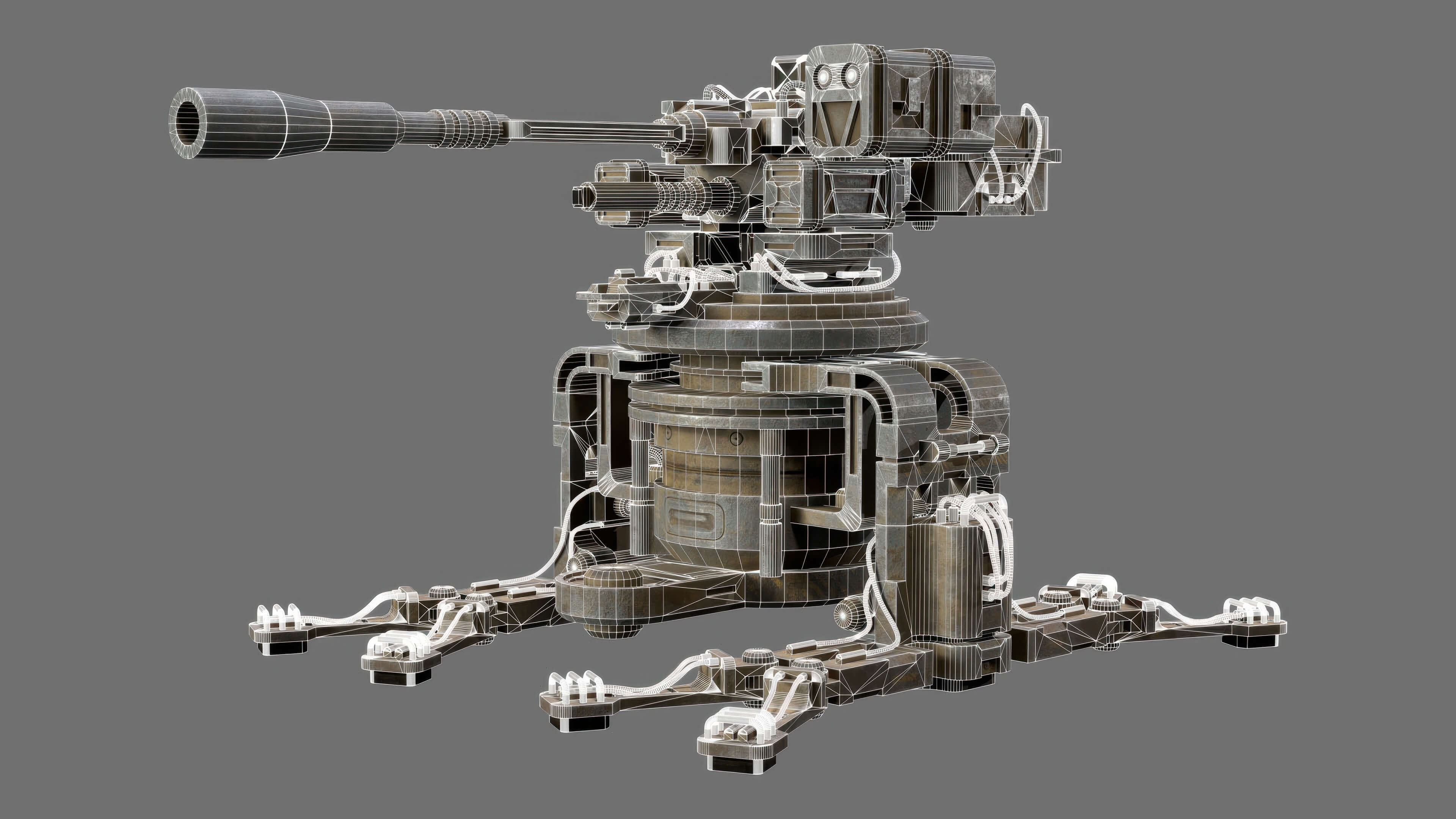 Sentry Gun-1-Urban-Dirty 3D Model