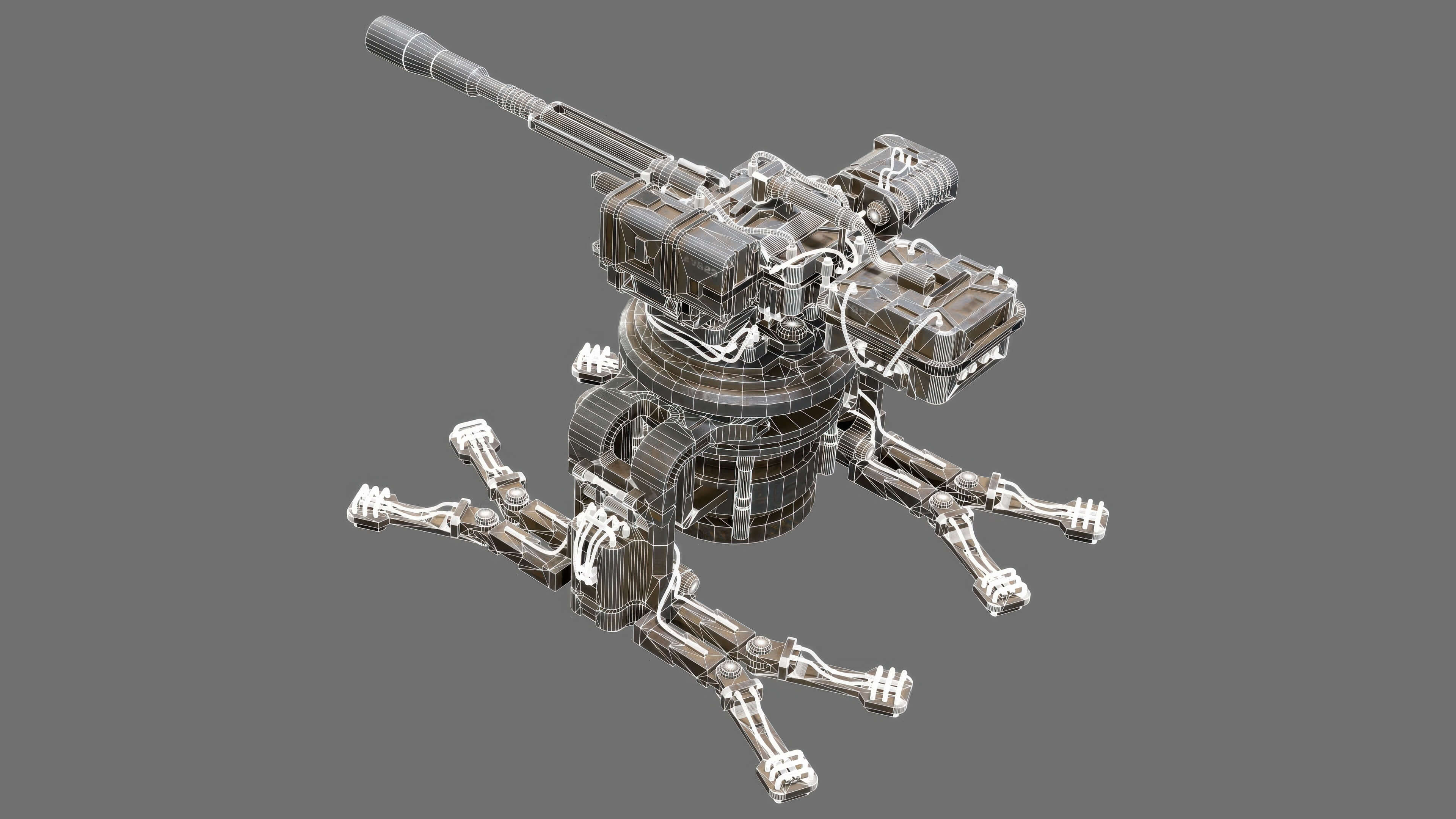 Sentry Gun-1-Urban-Dirty 3D Model