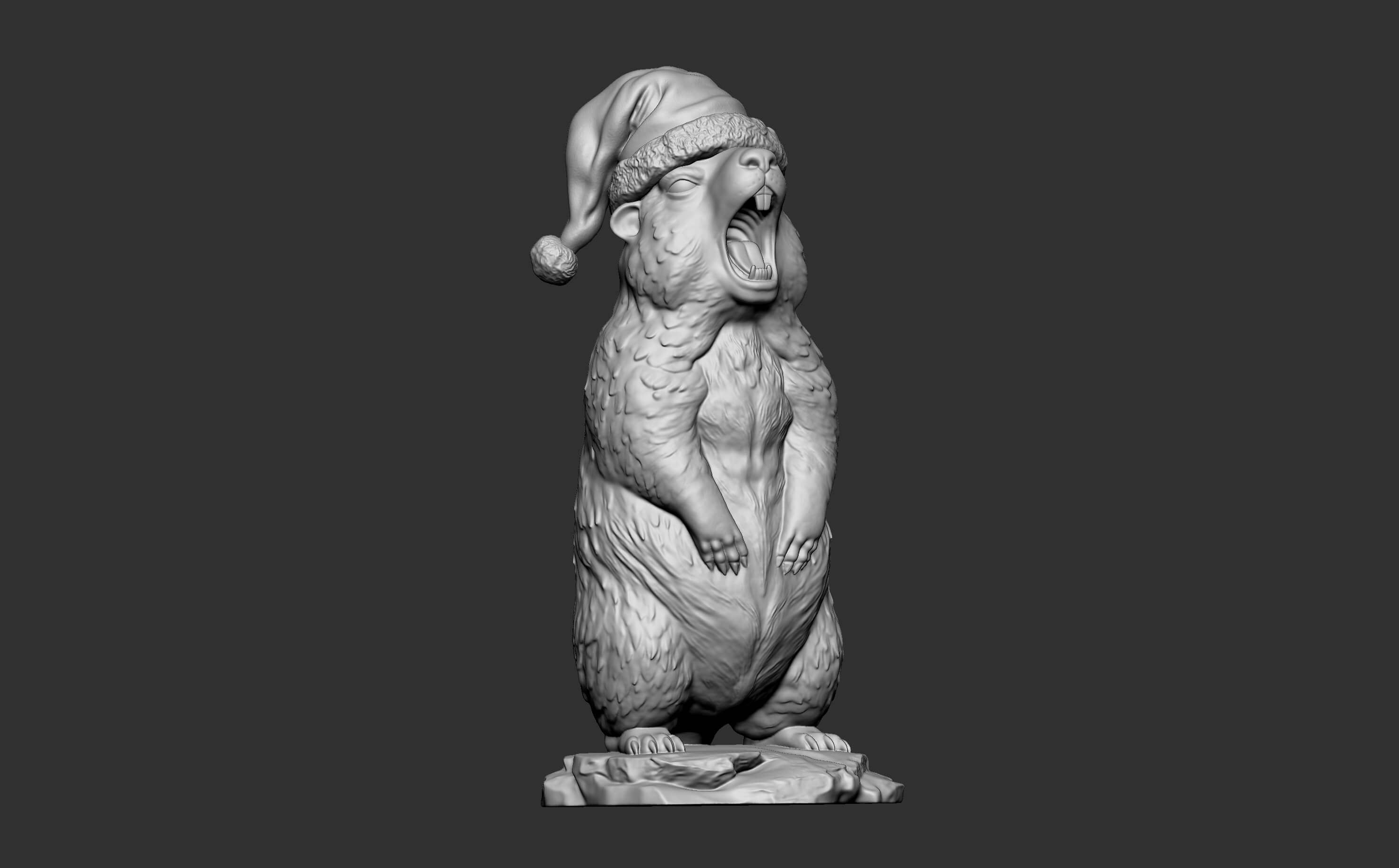 Detailed Christmas Marmot 3D Print Model 3D Model