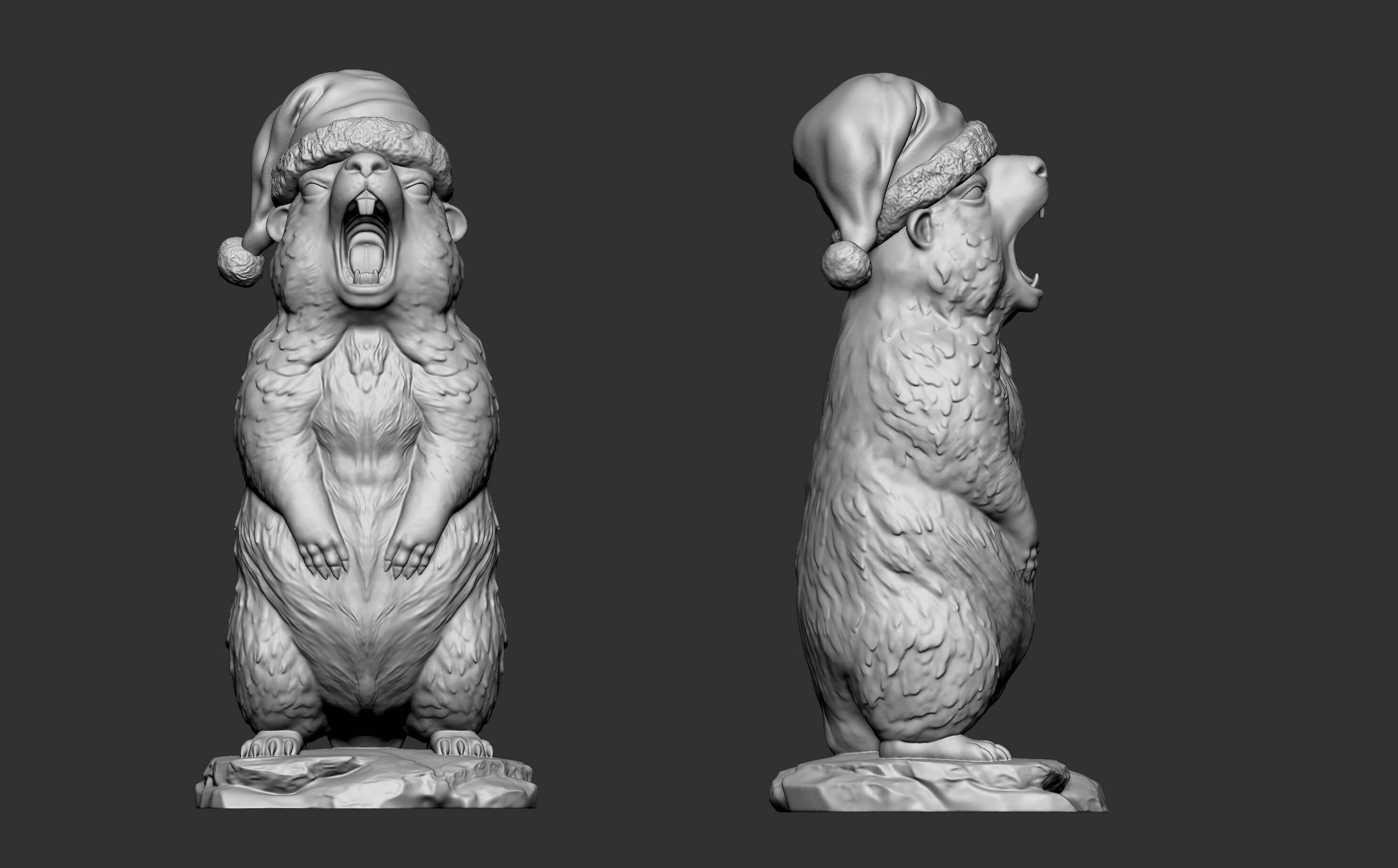 Detailed Christmas Marmot 3D Print Model 3D Model