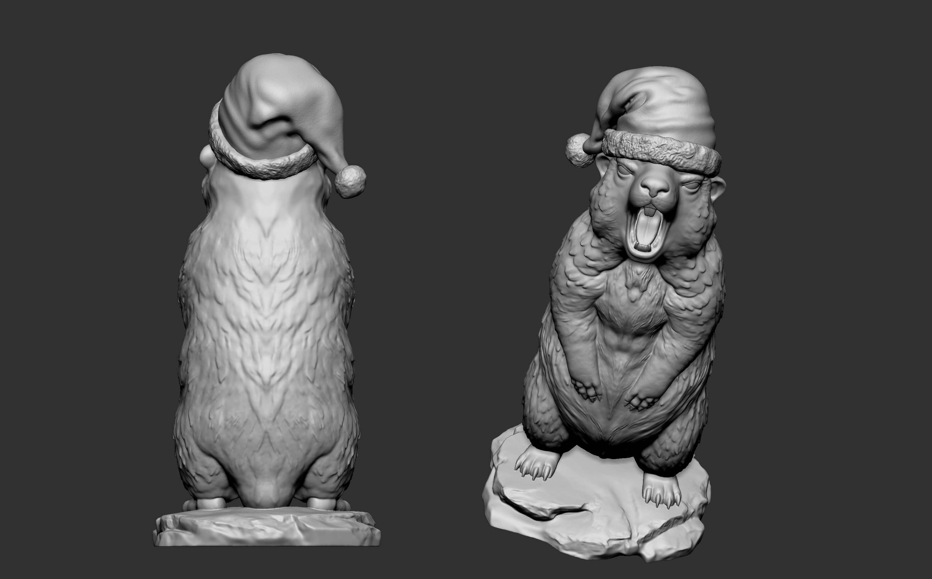 Detailed Christmas Marmot 3D Print Model 3D Model