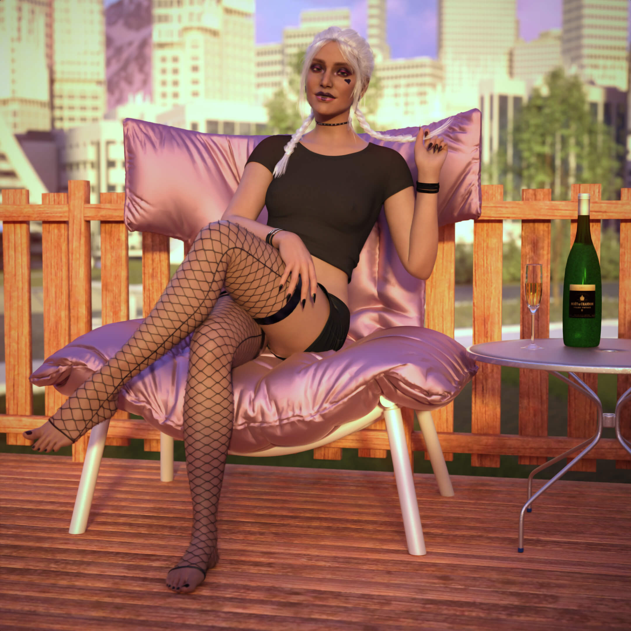 Goth Casual Sable 3D Render, Digital Artwork by Azzamacazza
