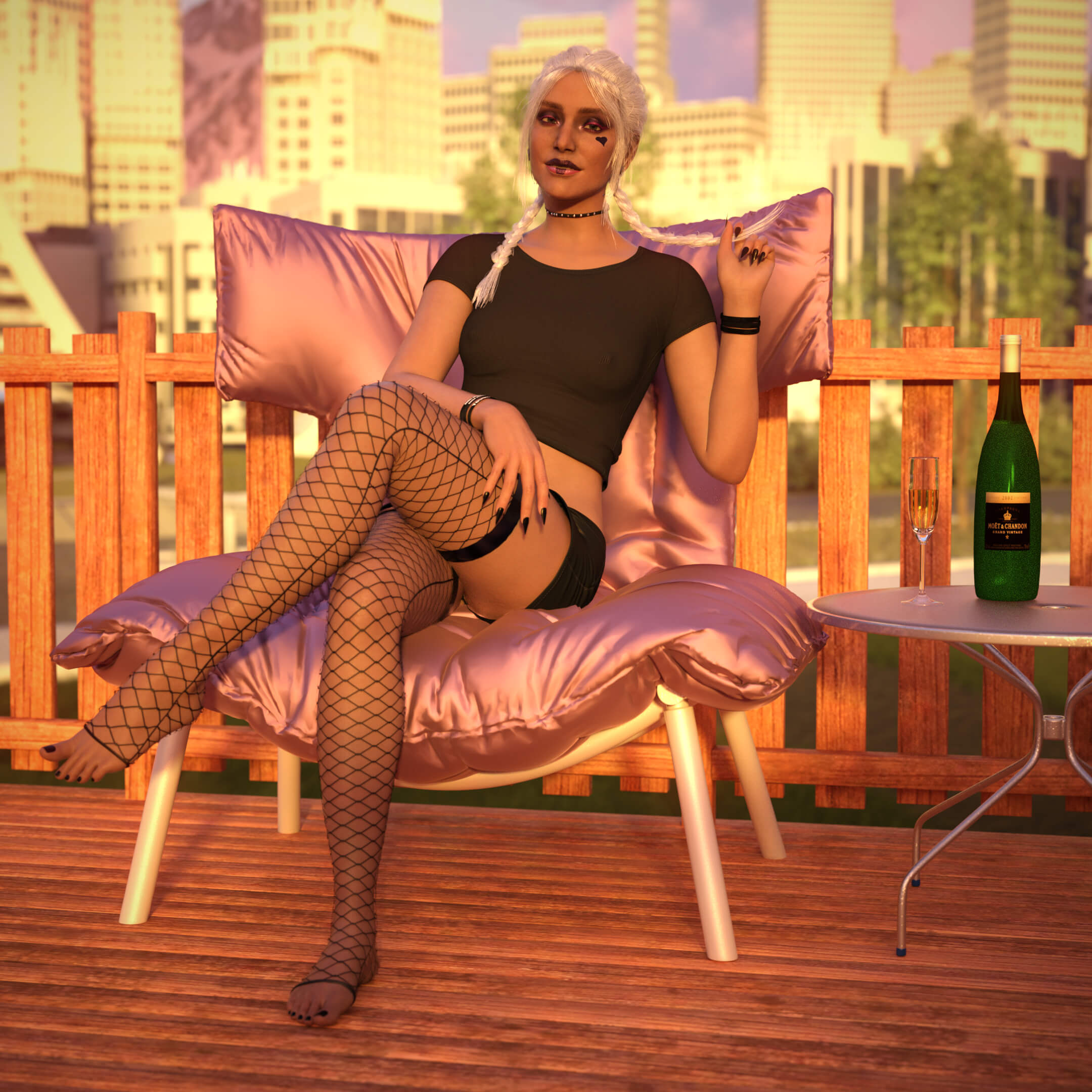 Goth Casual Sable 3D Render, Digital Artwork by Azzamacazza