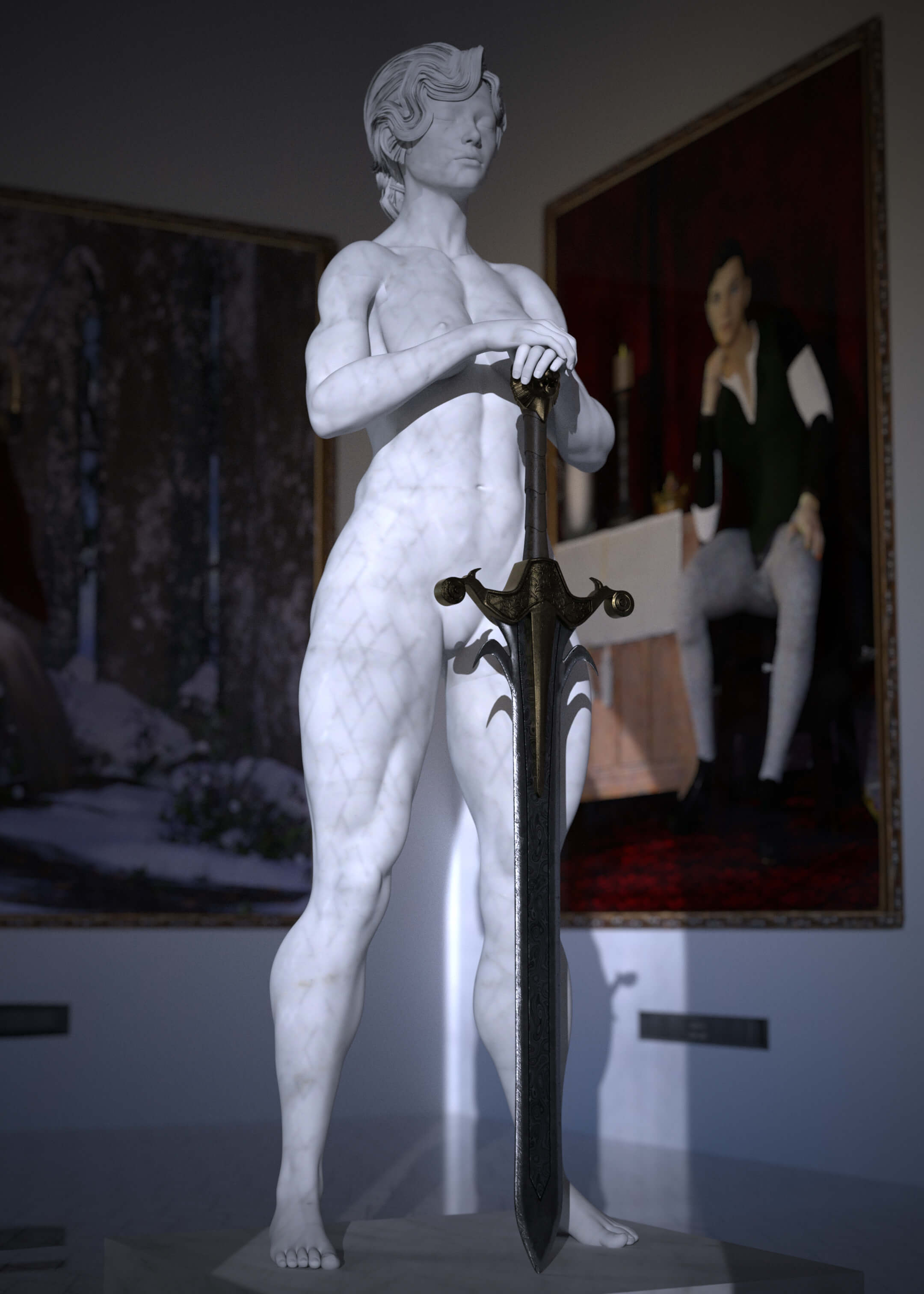 The Statue 3D Render, Digital Artwork by Azzamacazza