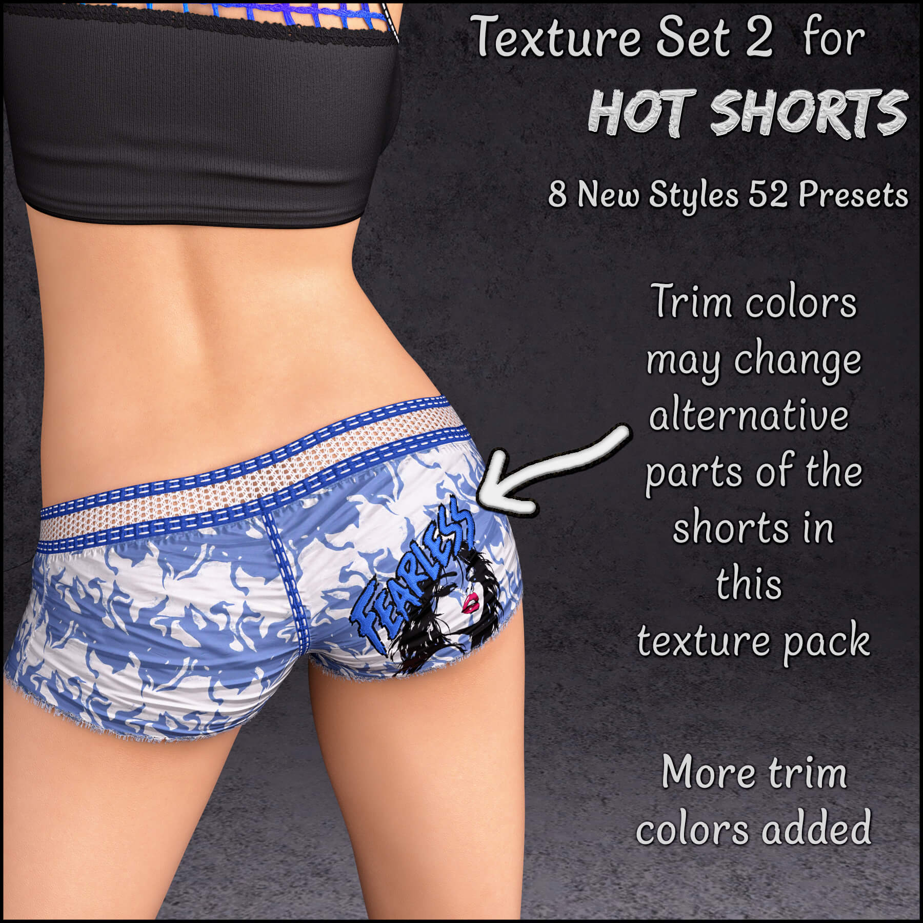 Texture Set 2 for Hot Shorts Daz Content