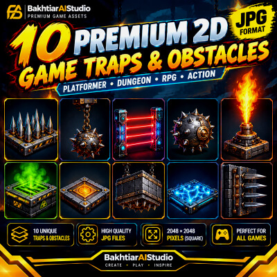 10 Premium 2D Game Traps & Obstacles – JPG Hazard