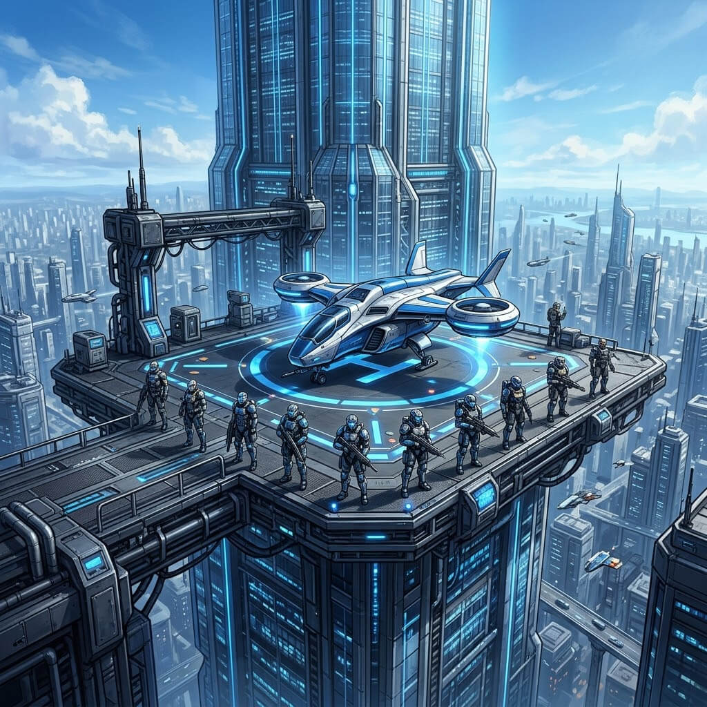 5 Premium 2D Game Building Towers &ndash Futuristic Skybase 2D Game Asset