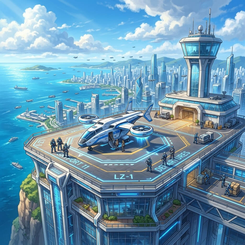 5 Premium 2D Game Building Towers &ndash Futuristic Skybase 2D Game Asset