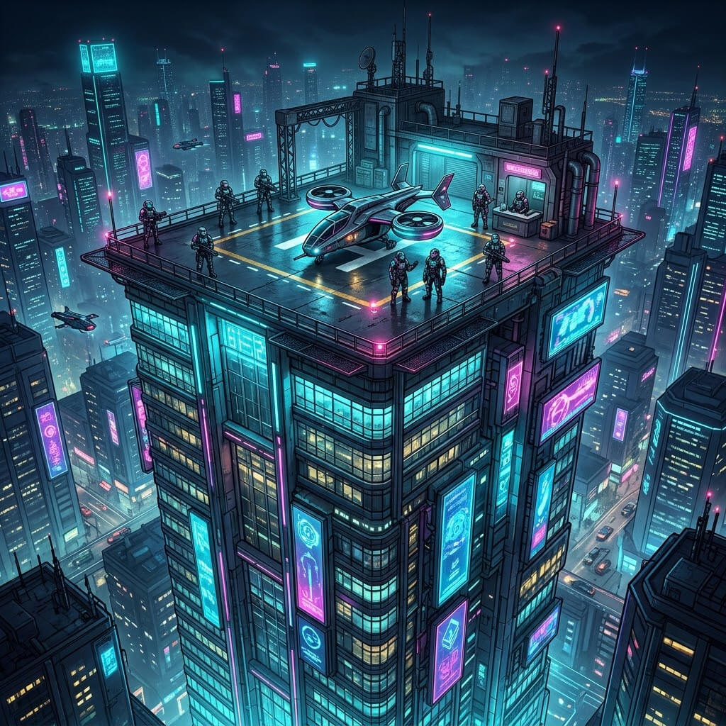 5 Premium 2D Game Building Towers &ndash Futuristic Skybase 2D Game Asset
