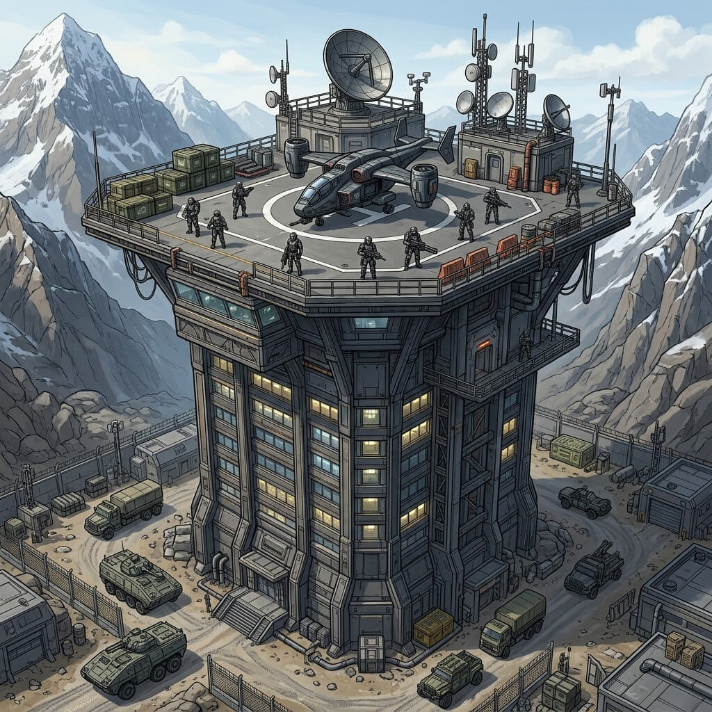5 Premium 2D Game Building Towers &ndash Futuristic Skybase 2D Game Asset